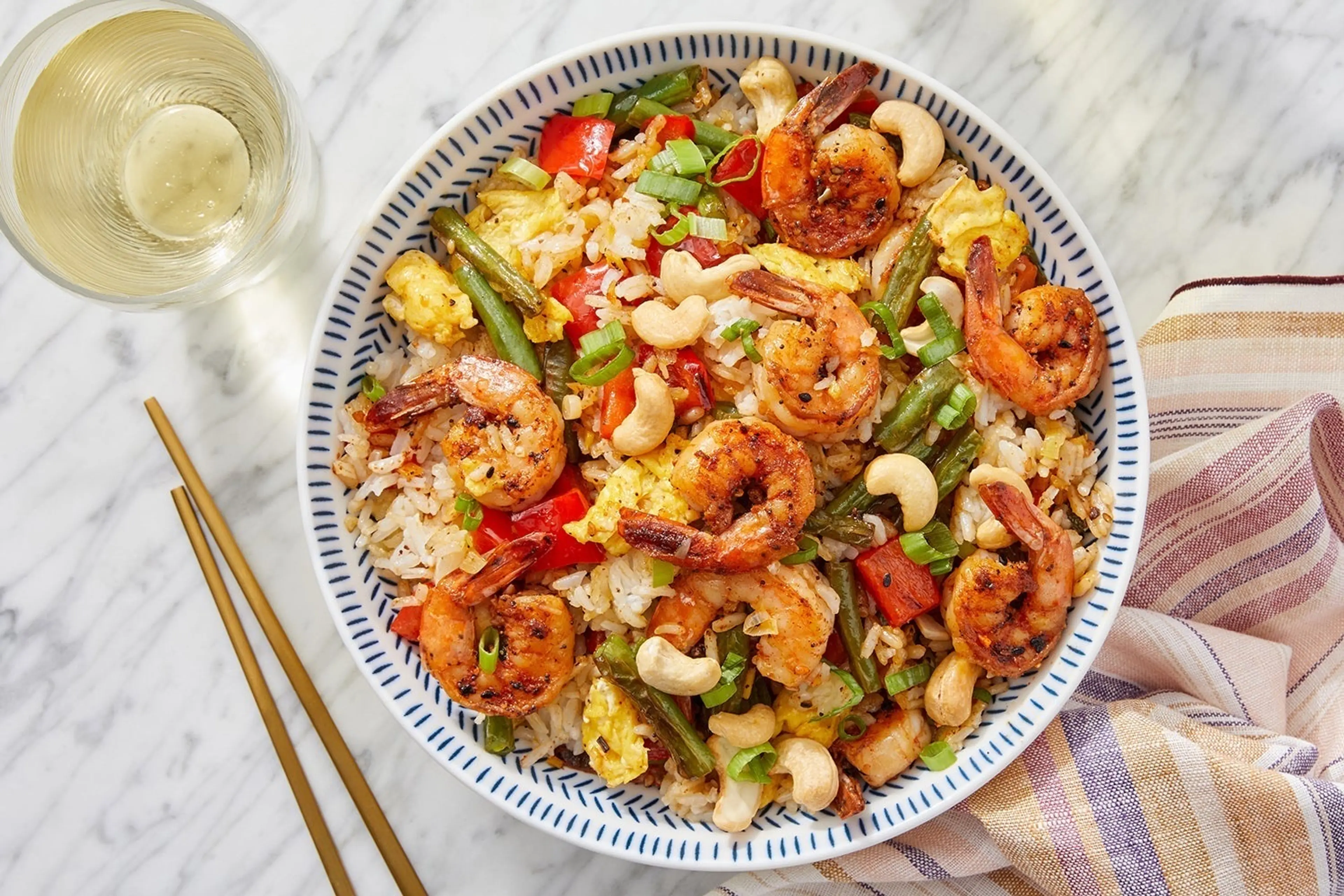 Togarashi Shrimp & Vegetable Fried Rice with Roasted Cashews