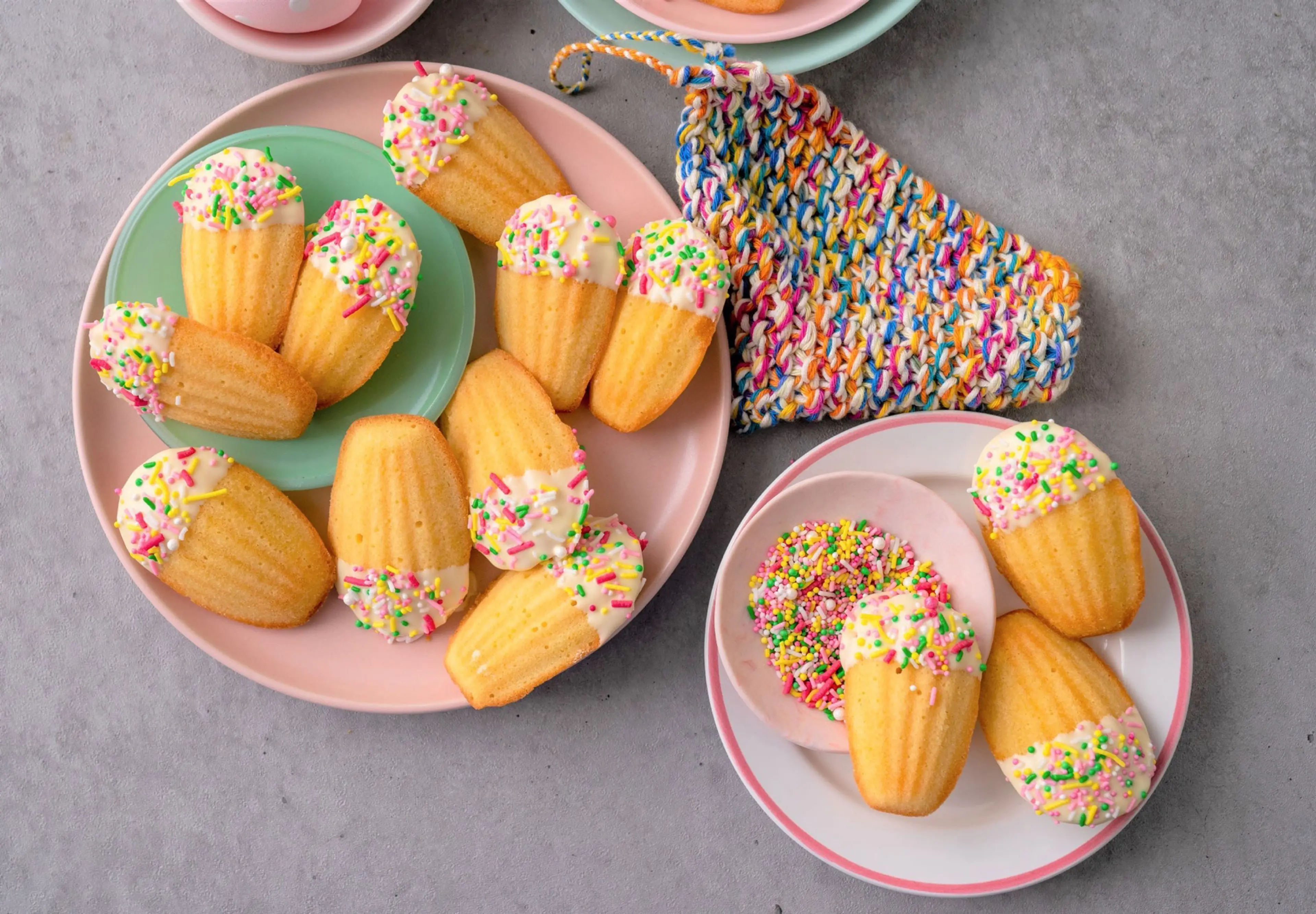 Choc-dipped vanilla madeleines