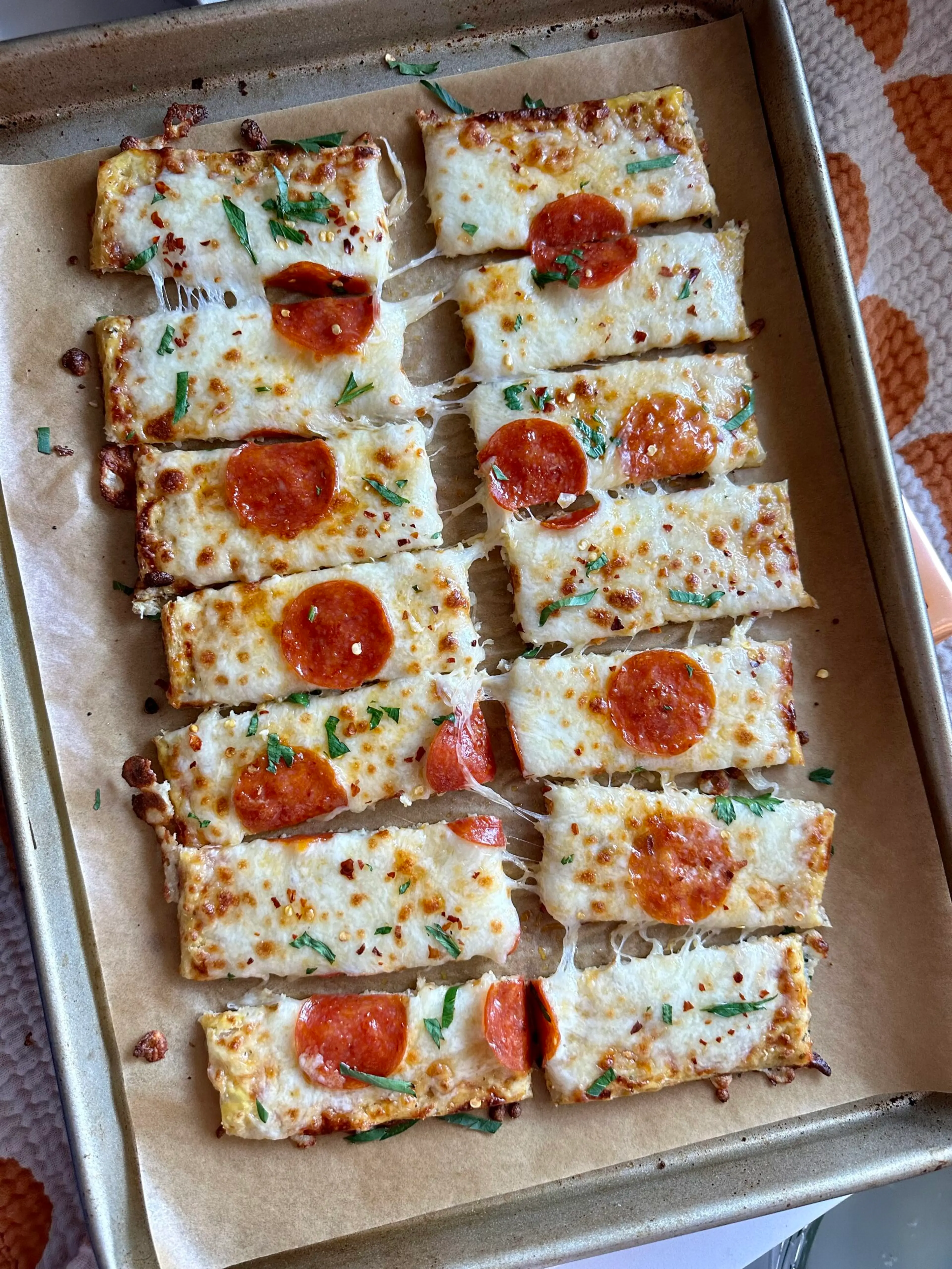 Low Carb Cheesy Cauliflower Breadsticks