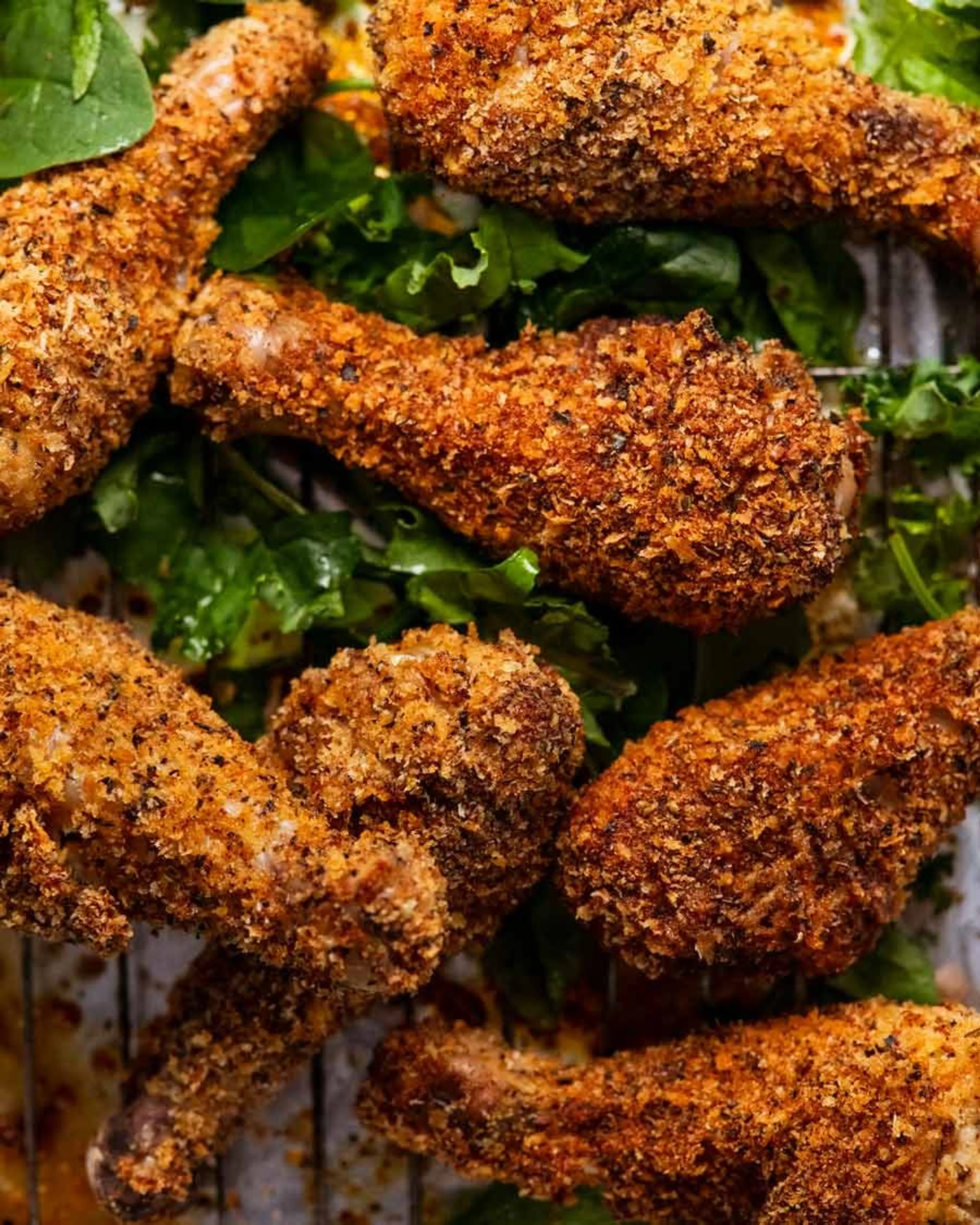 Crunchy crumbed chicken drumsticks