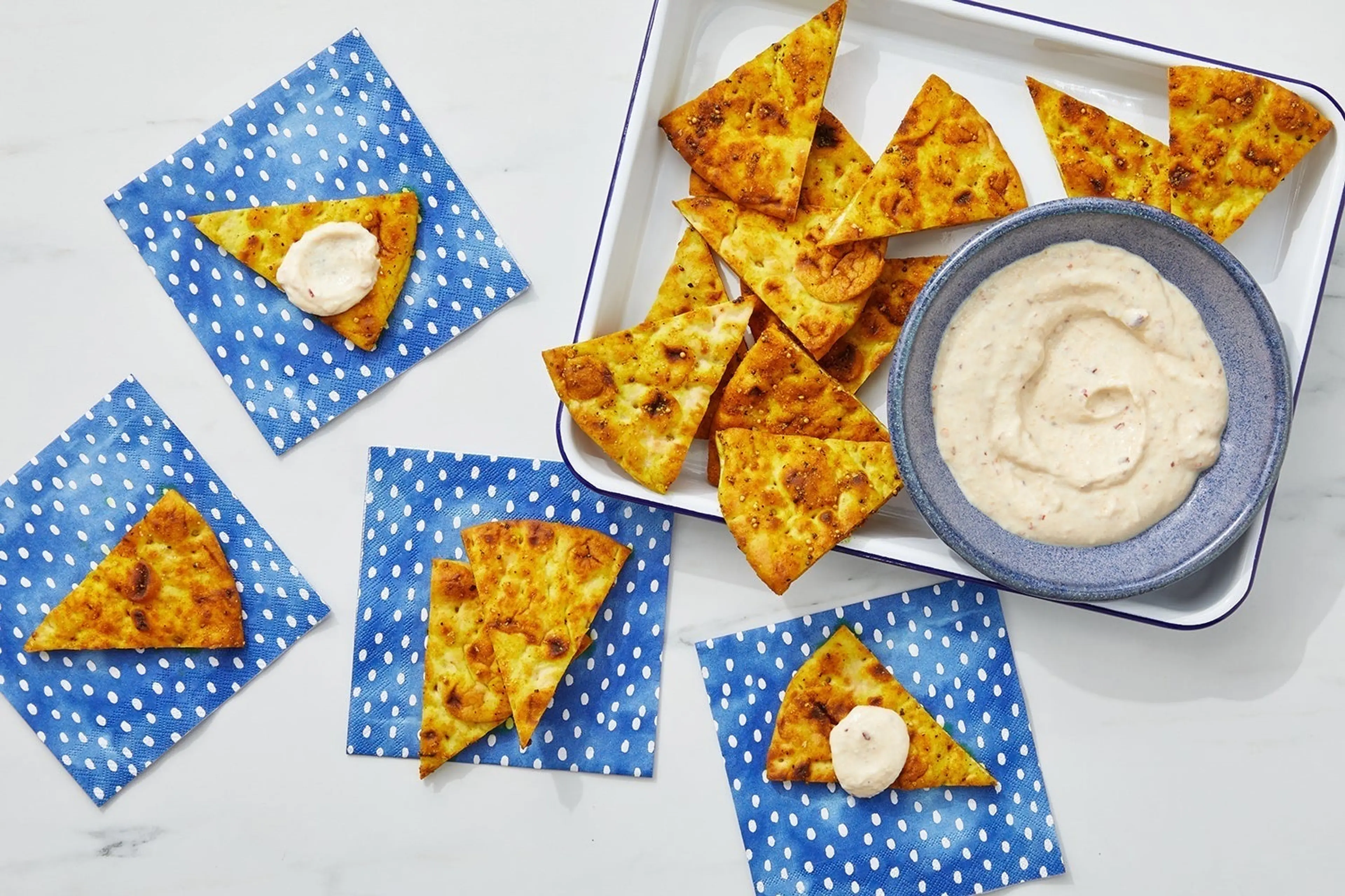 Toasted Curry Pita Chips with Spicy Mango Chutney Dip