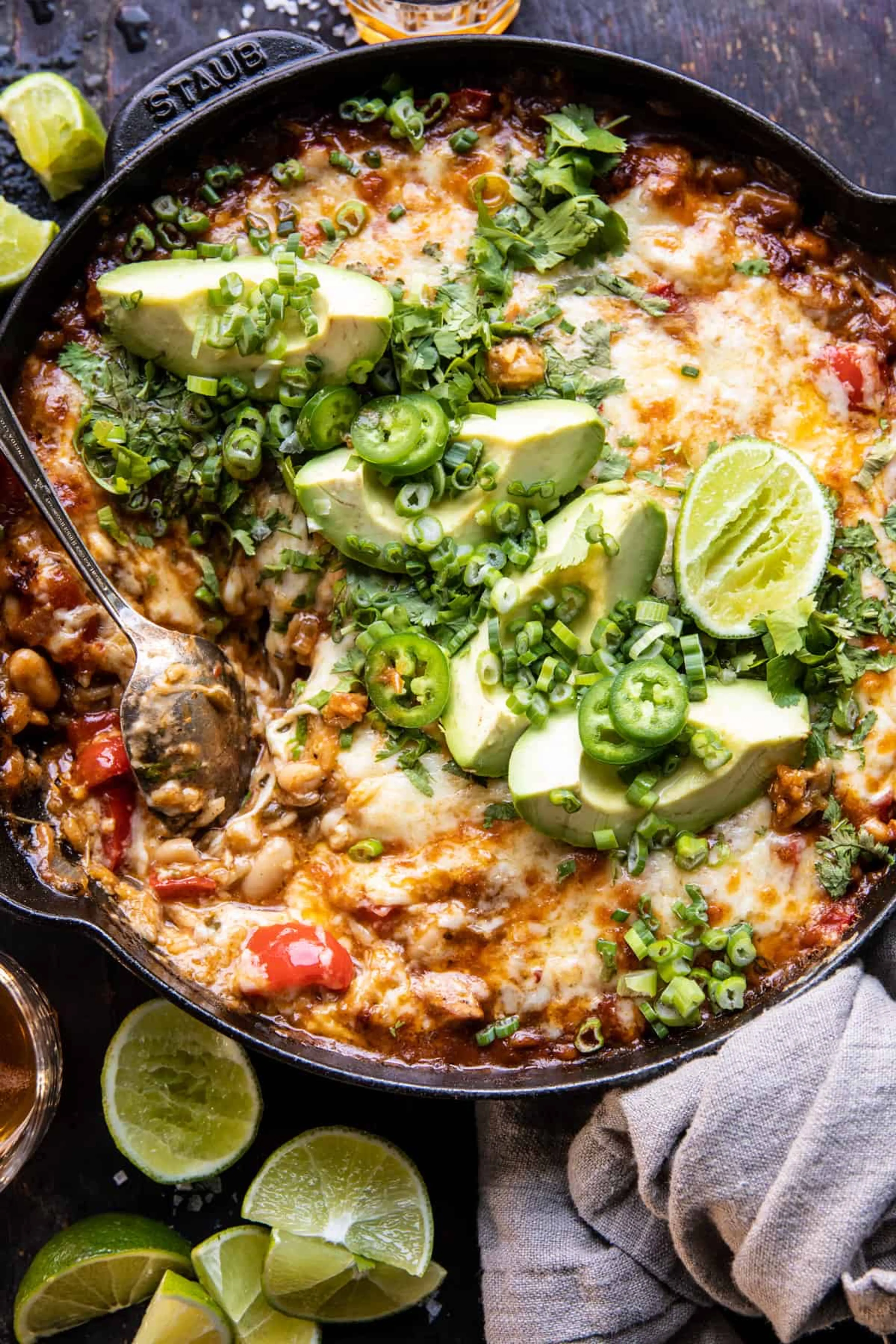 One Skillet White Chicken Chili Bake.