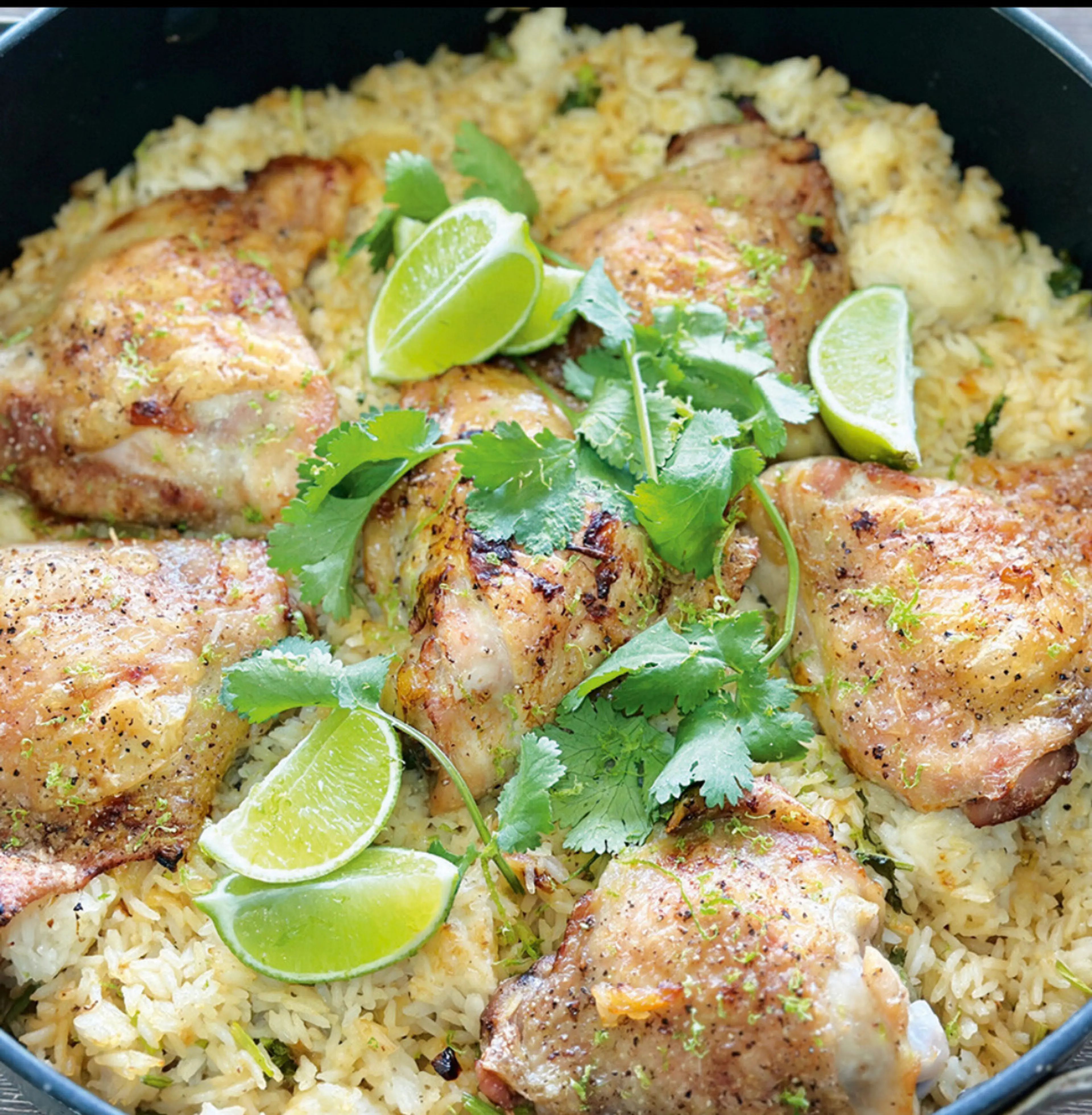 Crispy Skin Chicken with Lime & Coriander Rice