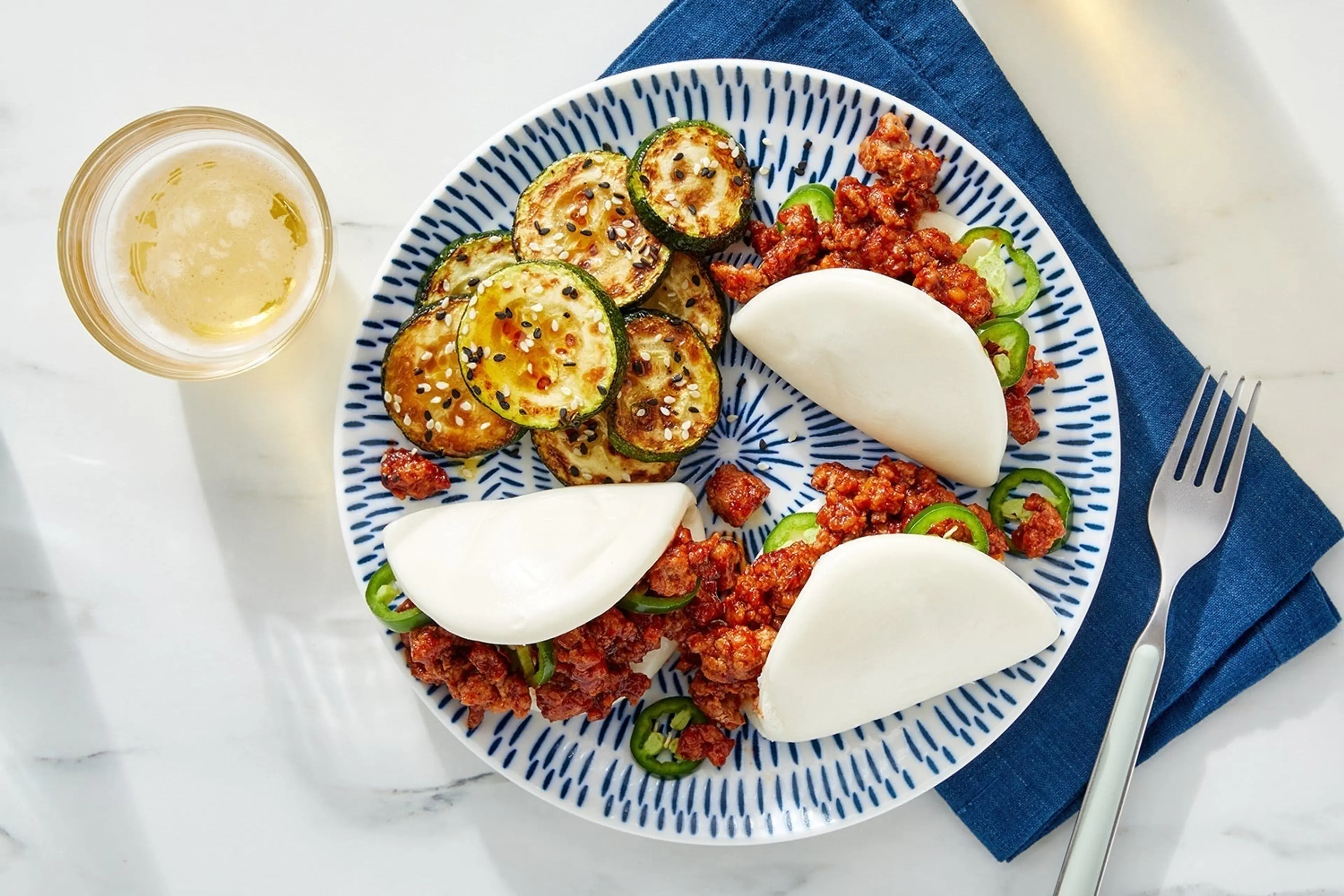 Hoisin Pork Bao with Sesame Zucchini