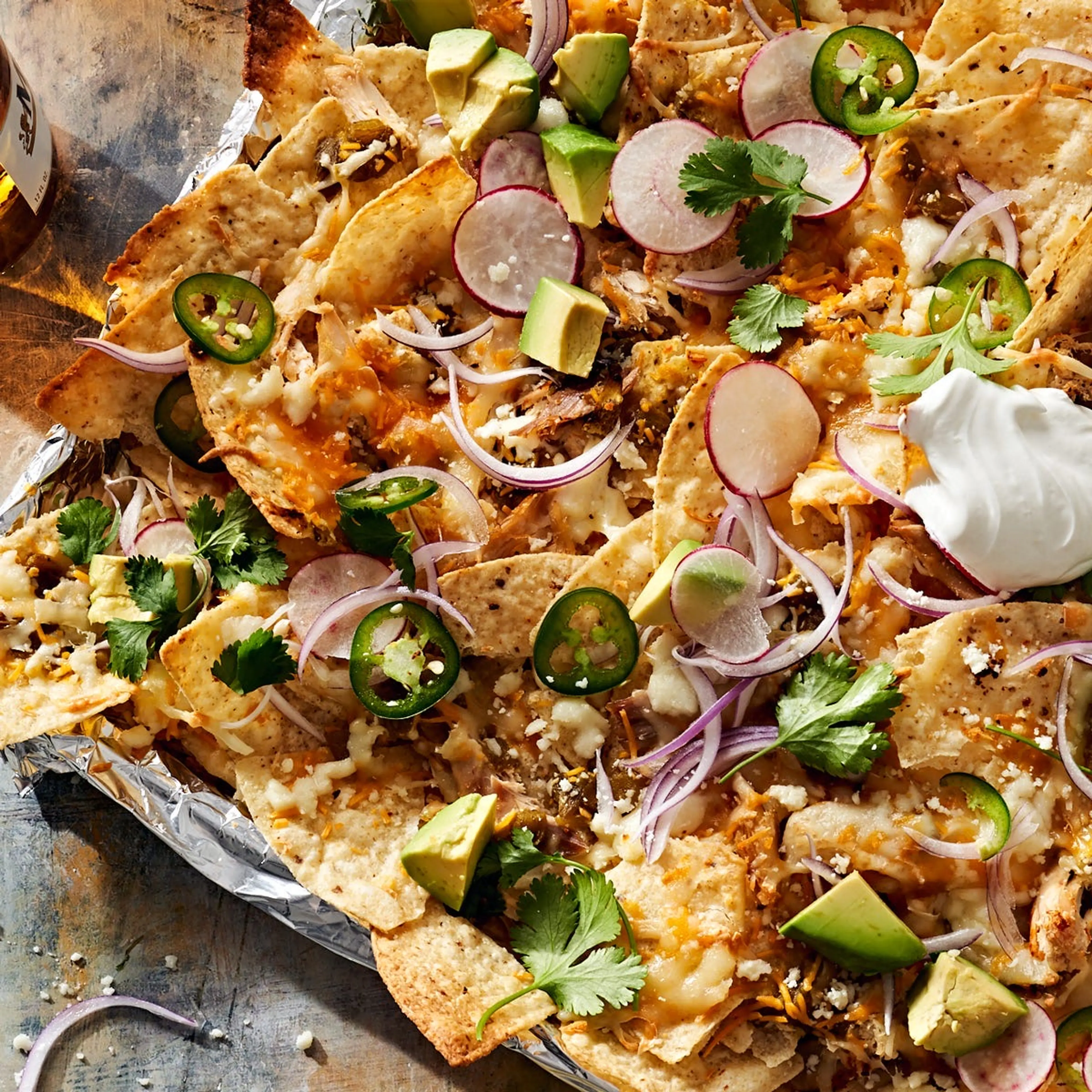 Sheet-Pan Green Chile Chicken Nachos