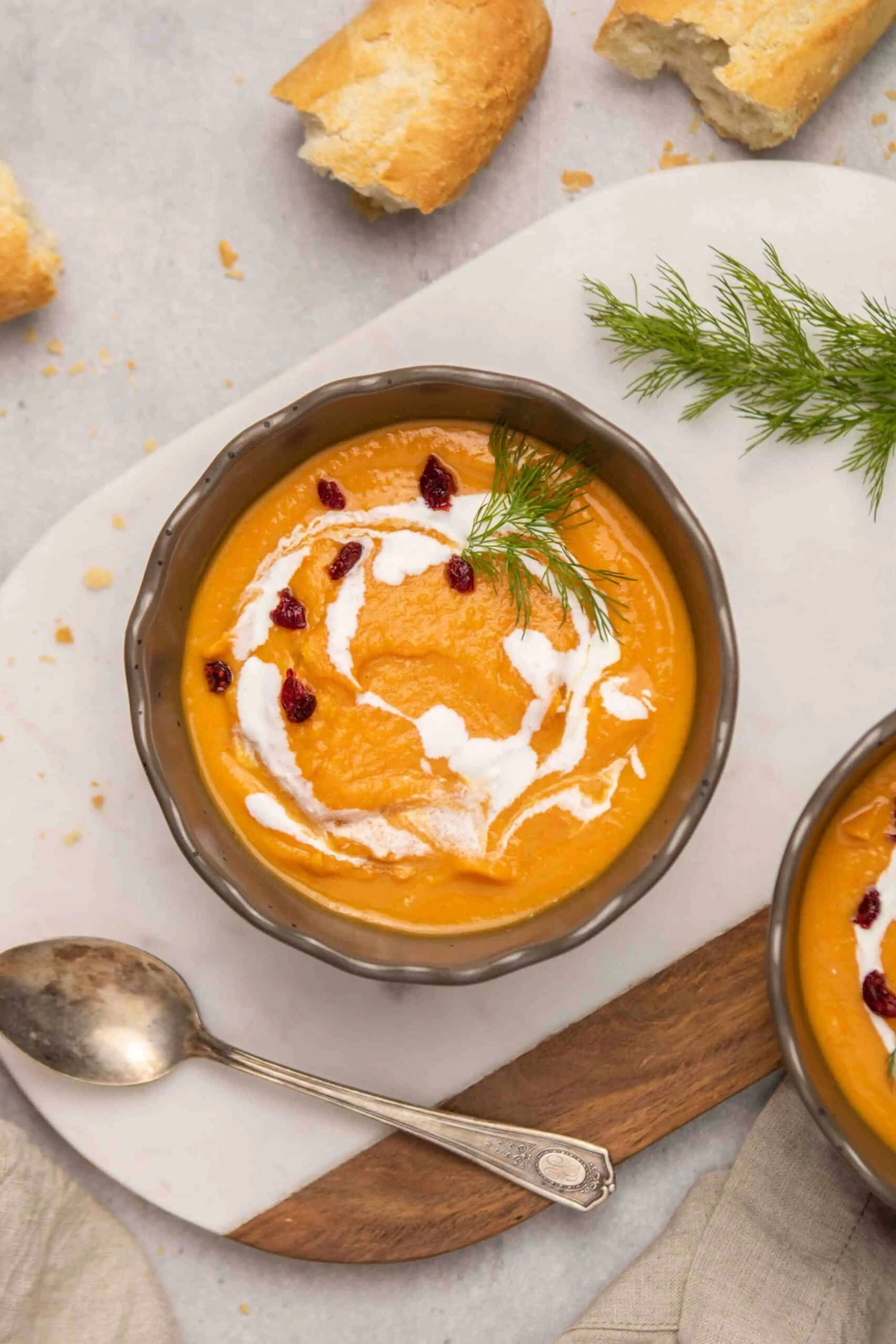 Creamy carrot and sweet potato soup