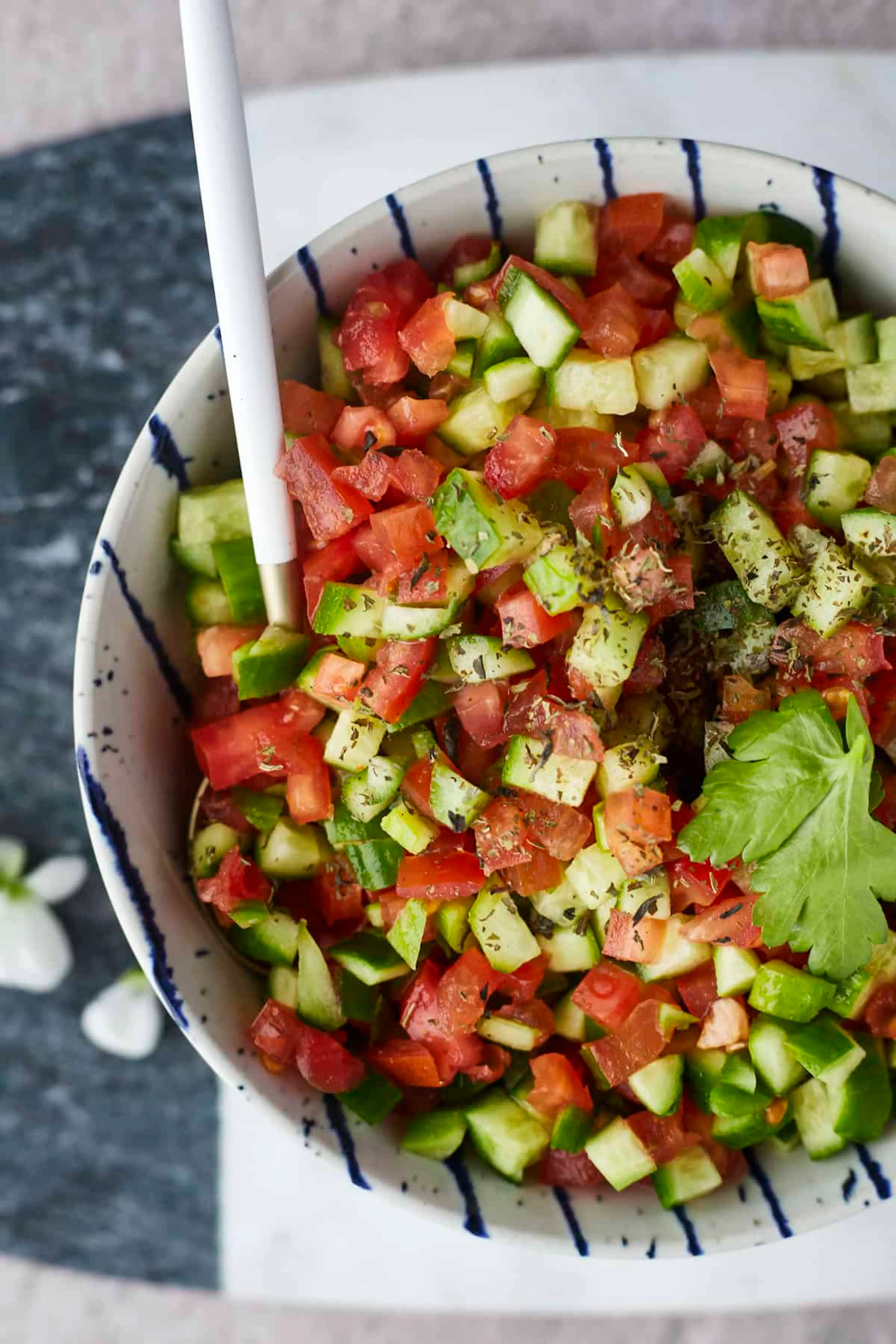 Egyptian Cucumber & Tomato Salad (Salata Baladi)