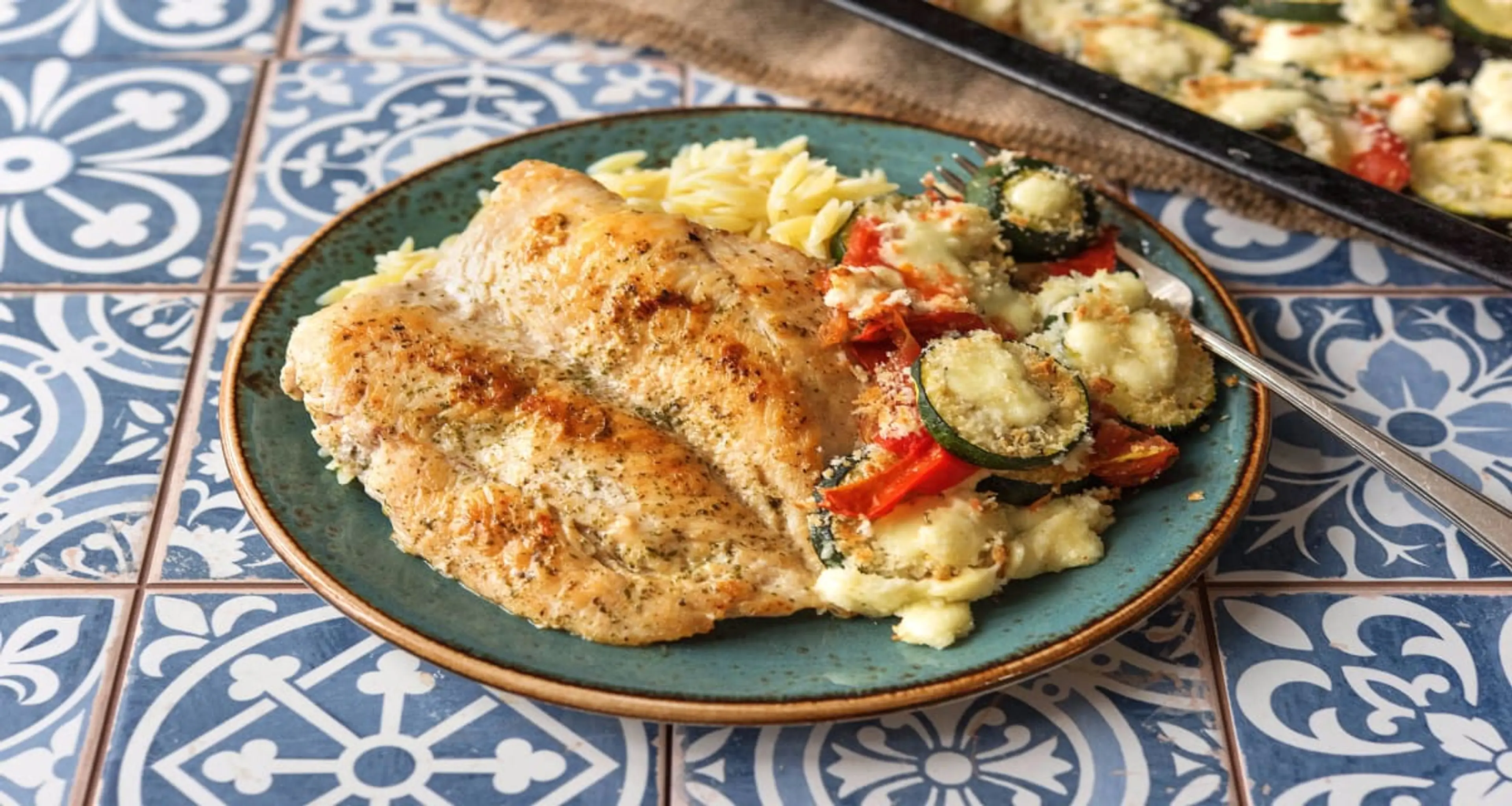 Winner Winner Chicken Orzo Dinner with Cheesy Roasted Veggie