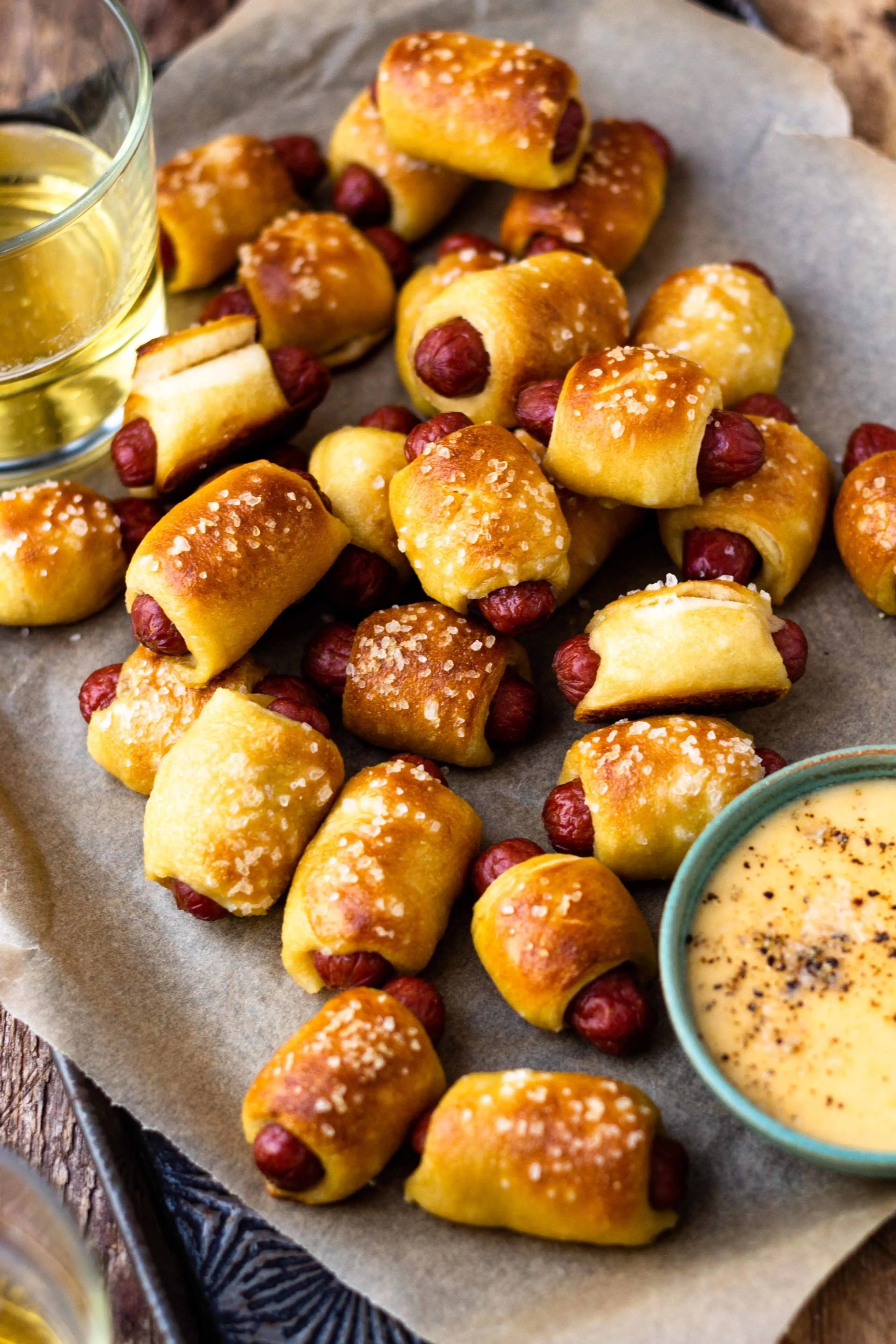Pretzel Pigs in a Blanket with Beer Cheese Dip