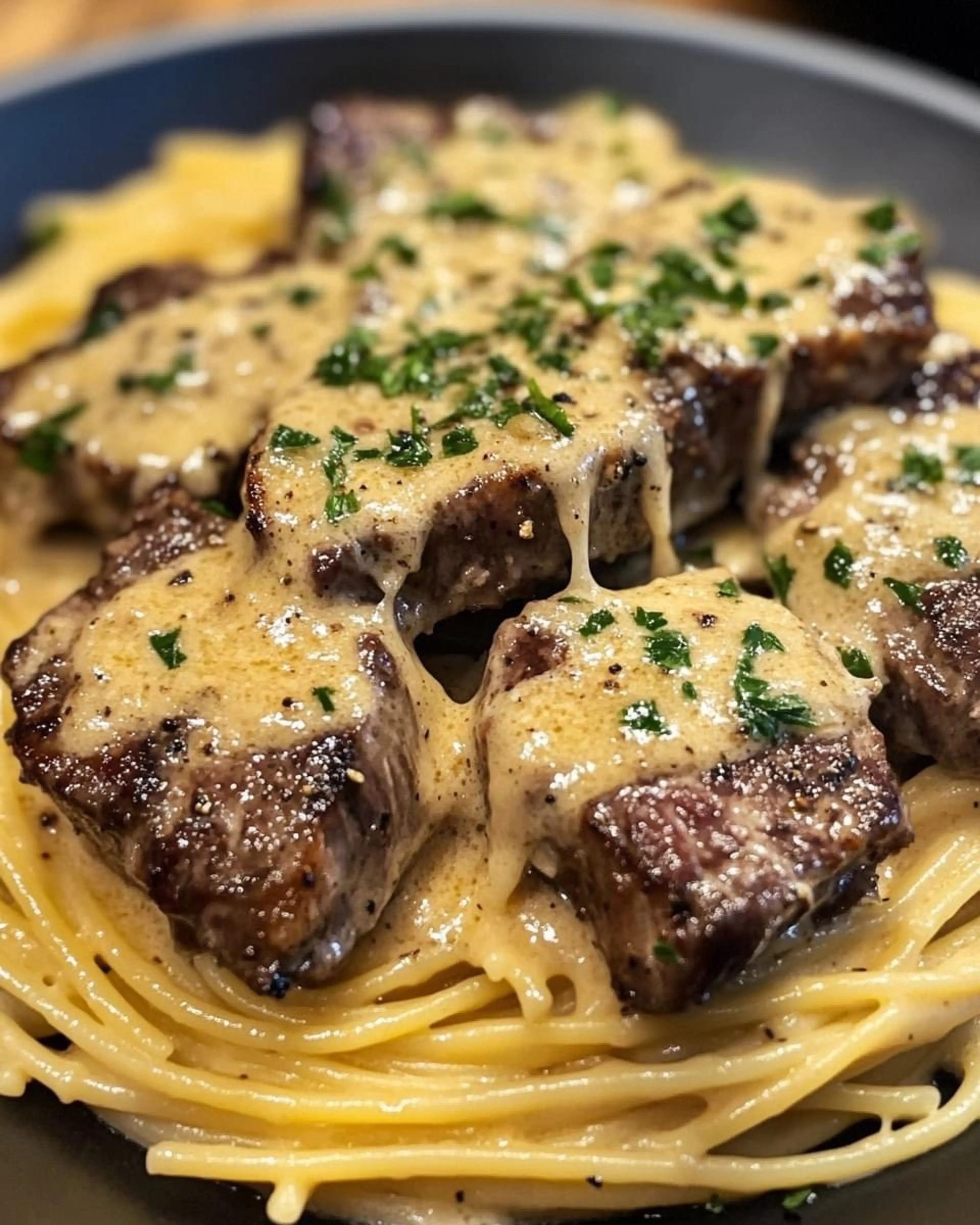 Creamy Parmesan Pasta With Garlic Steak