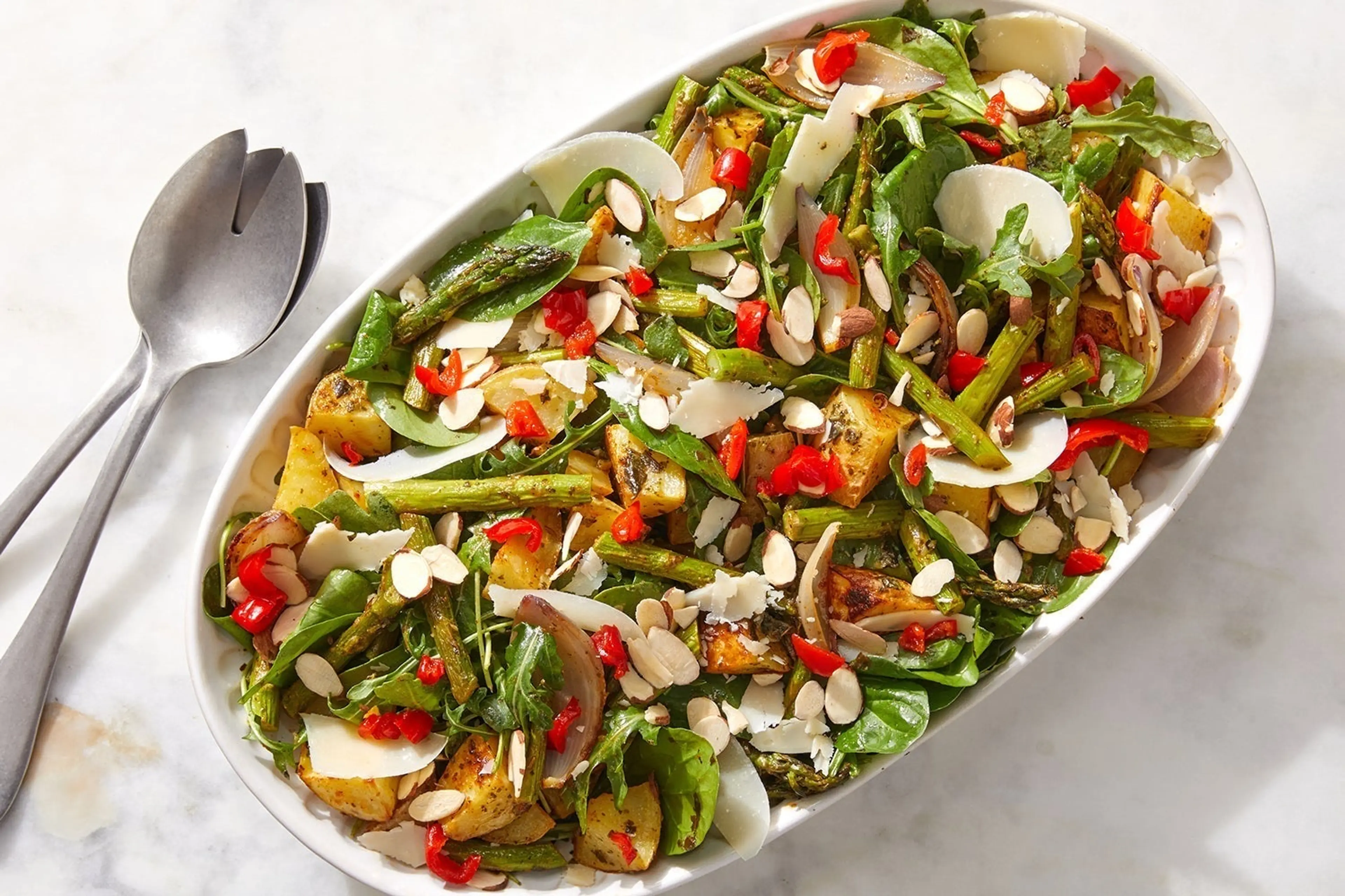 Roasted Potato & Asparagus Salad with Salsa Verde & Shaved G