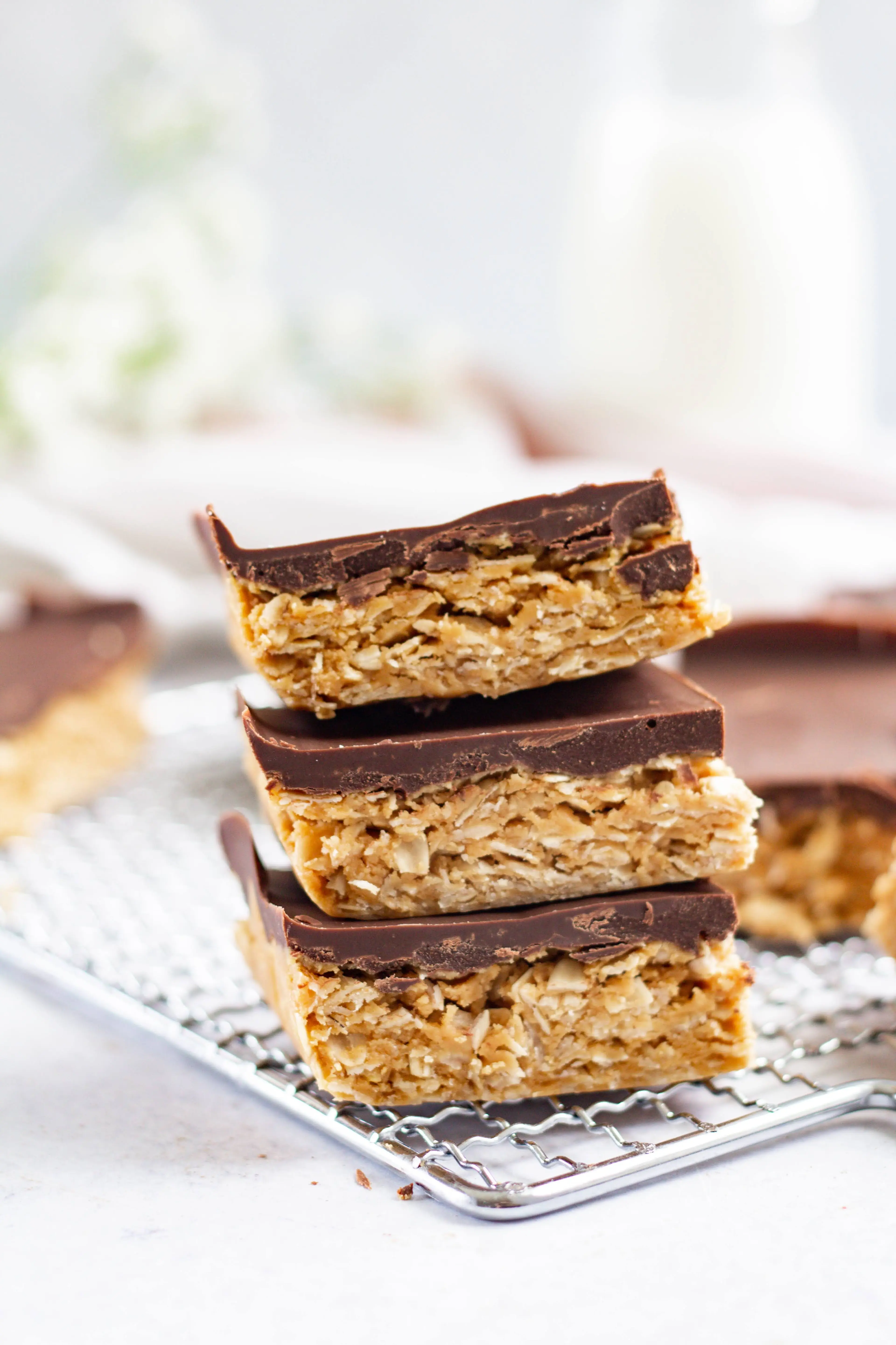 No Bake Chocolate Peanut Butter Oatmeal Bars