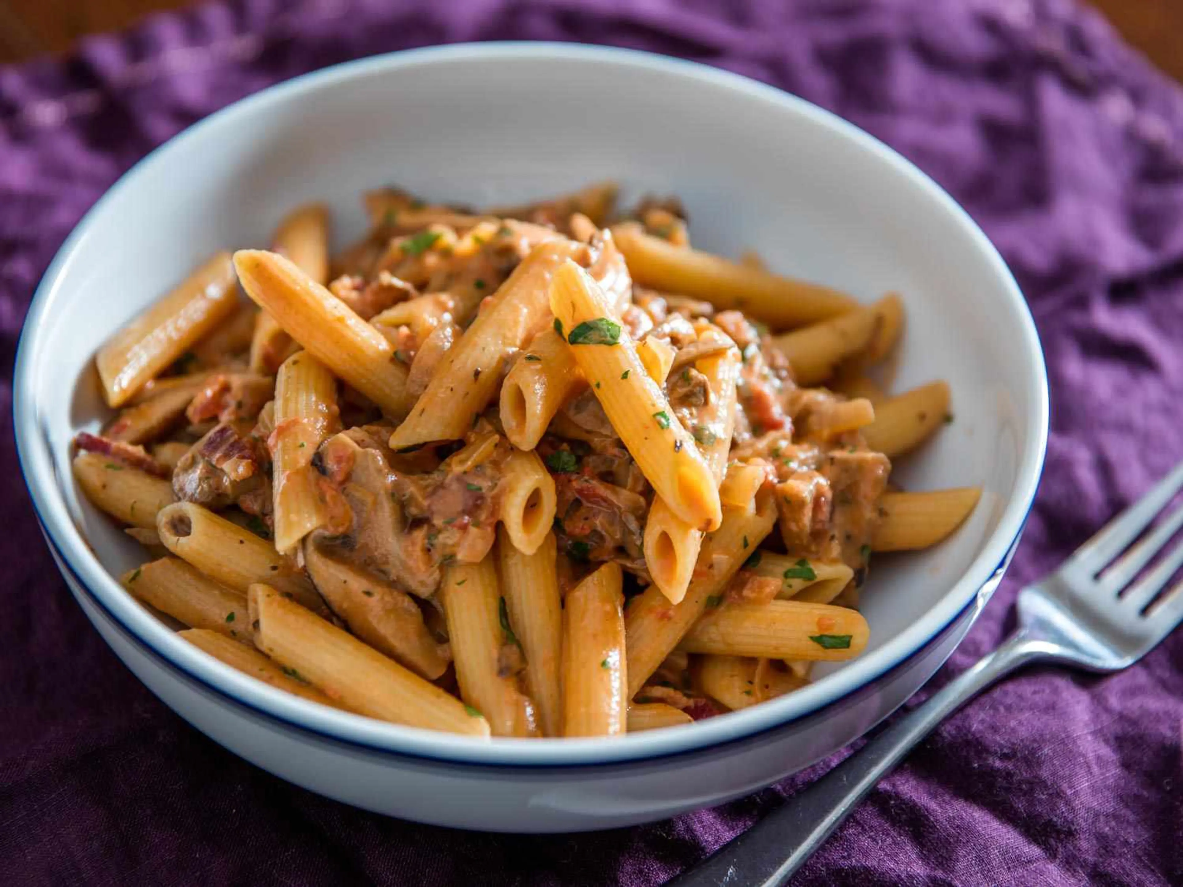 Penne Boscaiola (Woodsman-Style Pasta With Mushrooms and Bac