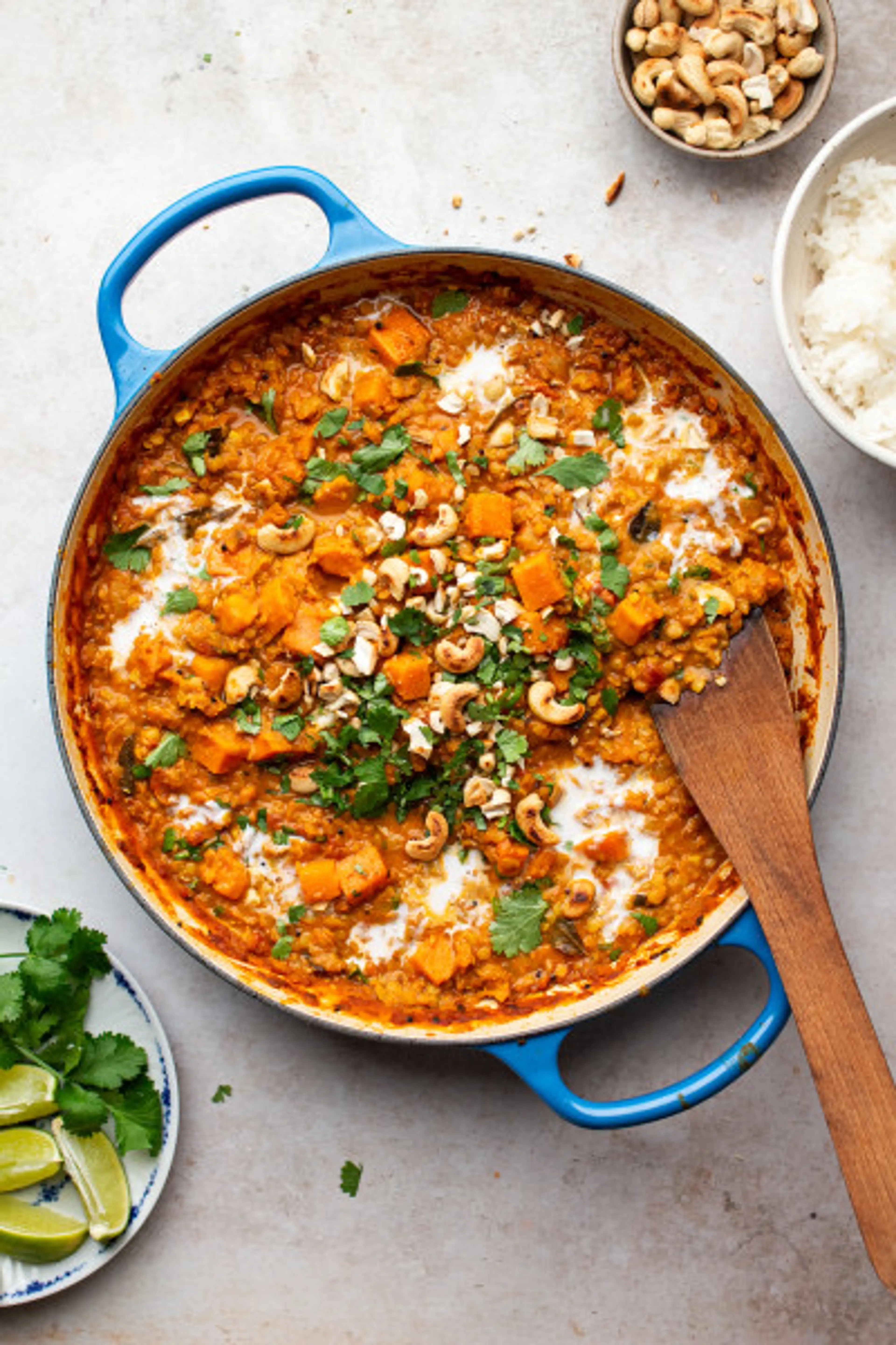 Sweet potato and red lentil curry