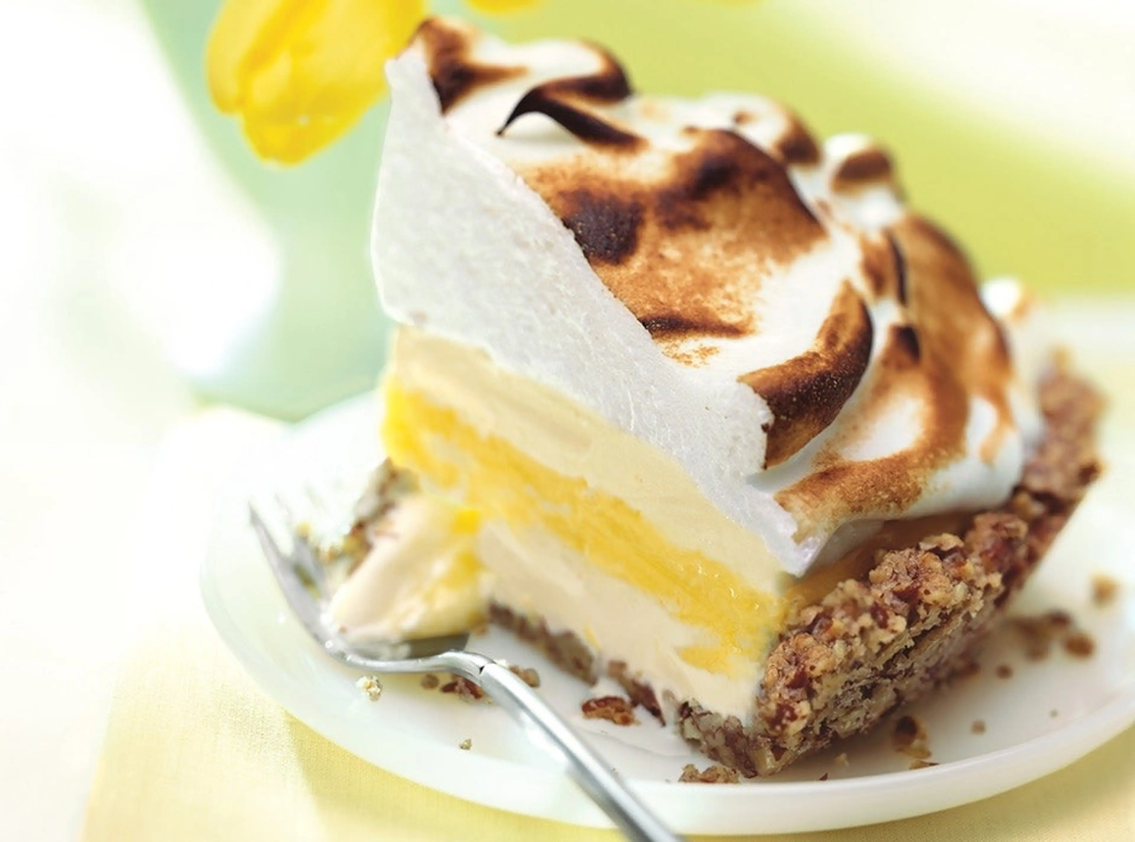 Lemon Meringue Ice Cream Pie in Toasted Pecan Crust