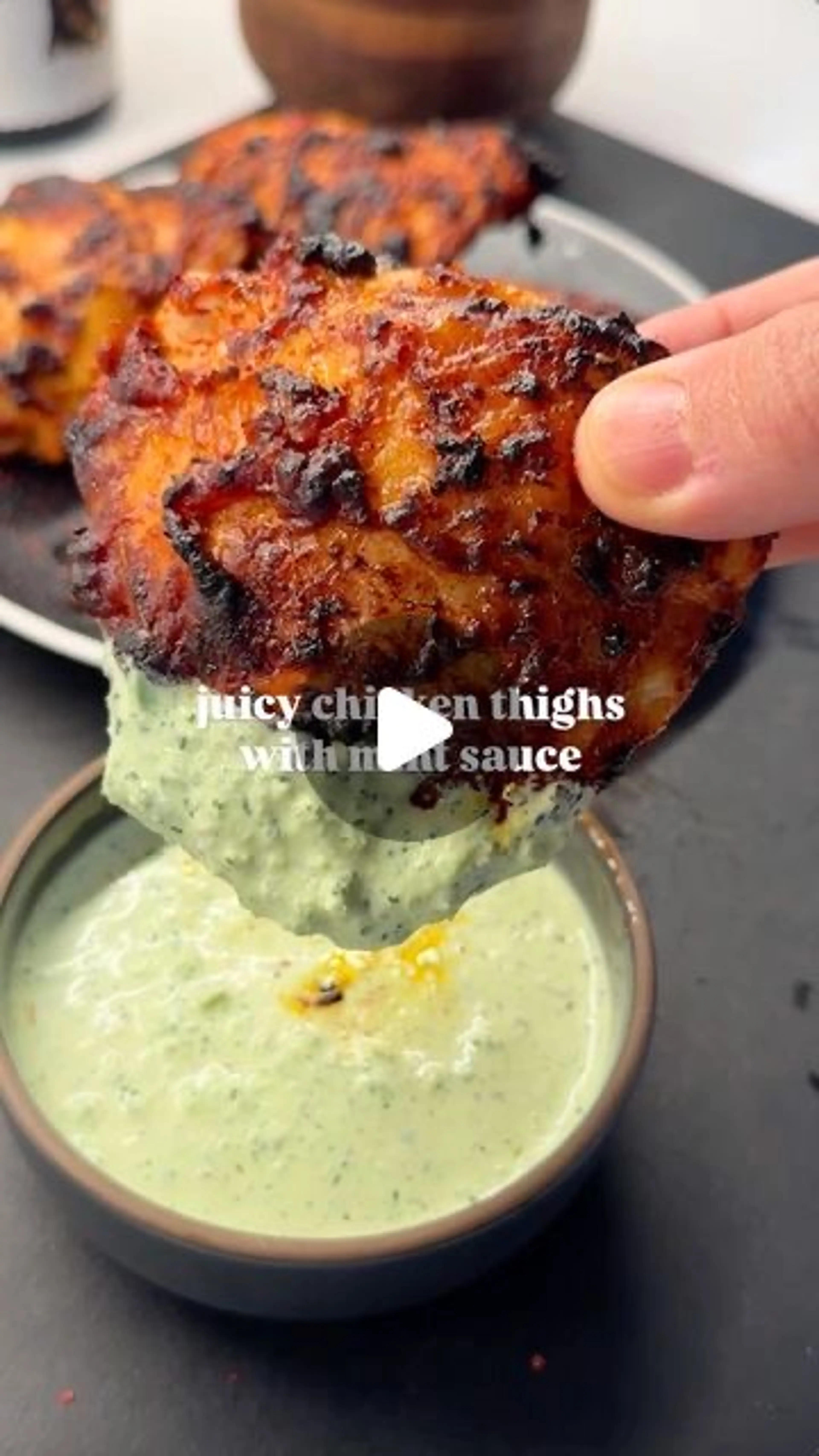 Spicy Chicken Thighs With Mint Dip