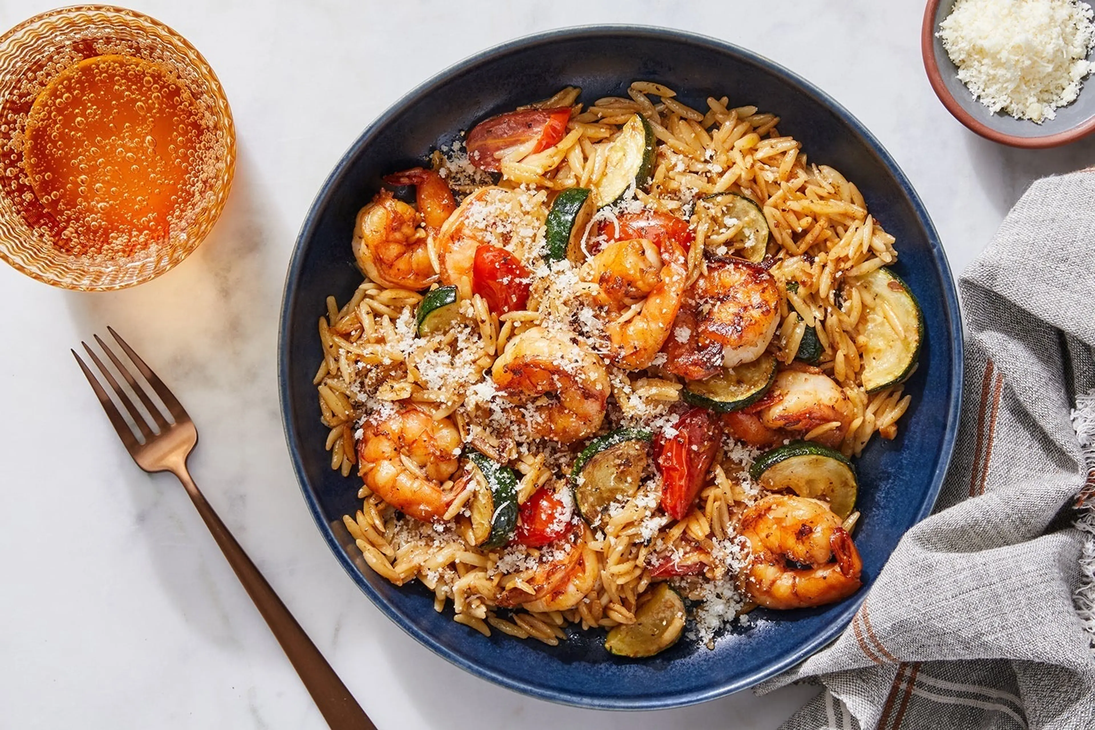 Smoky Butter Shrimp & Orzo with Zucchini & Tomatoes