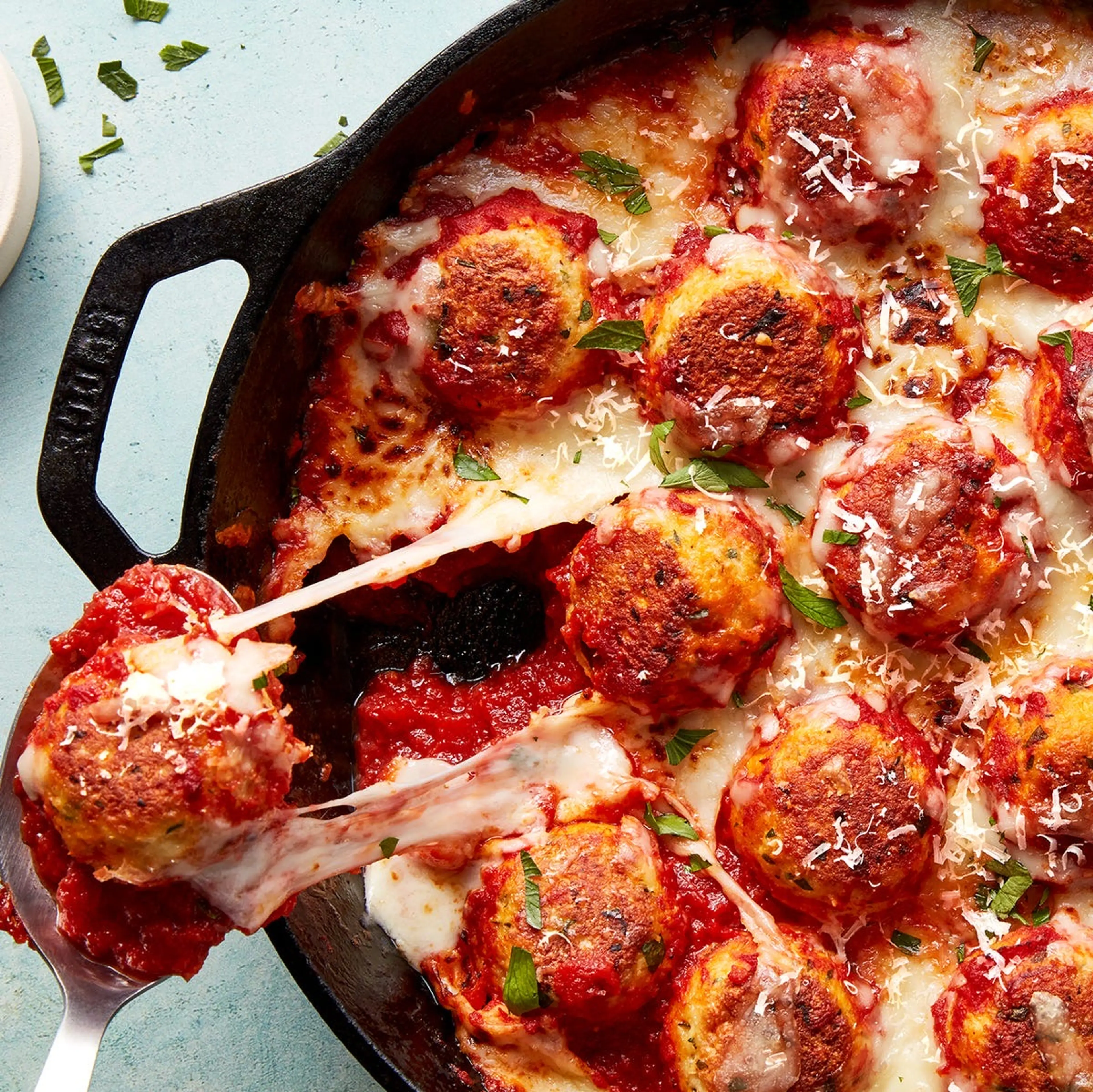 Chicken Parm Meatball Skillet