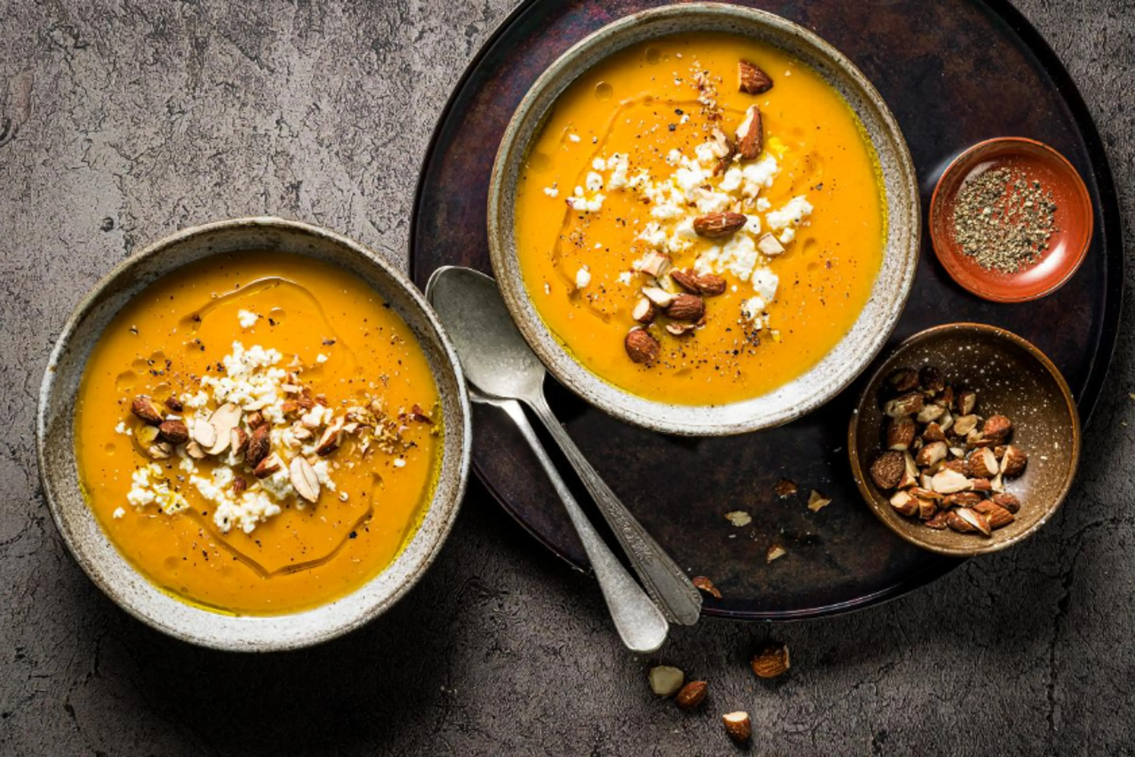 Geröstete Kürbissuppe mit Feta