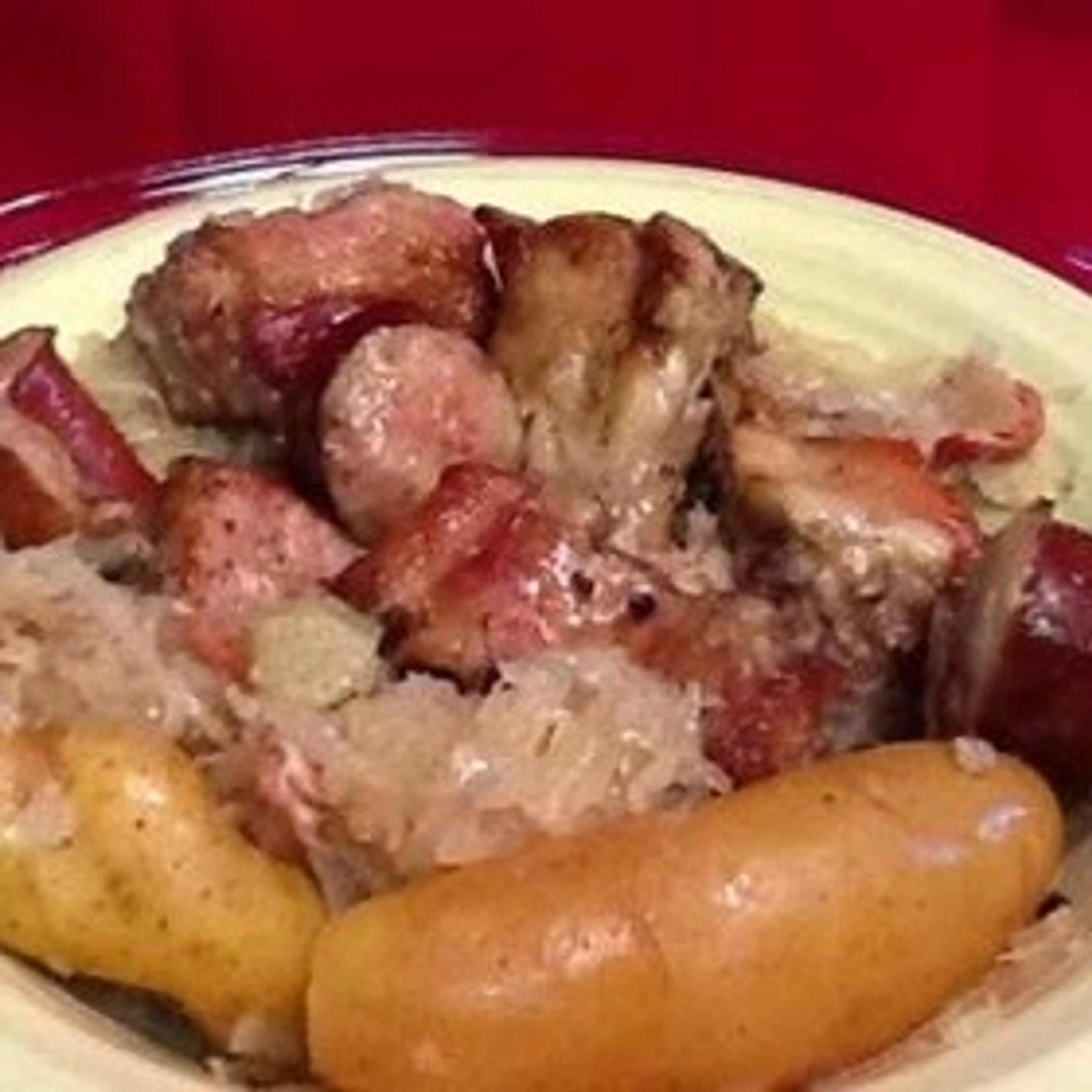 Crockpot Spareribs, Kielbasa, Sauerkraut, & Potatoes