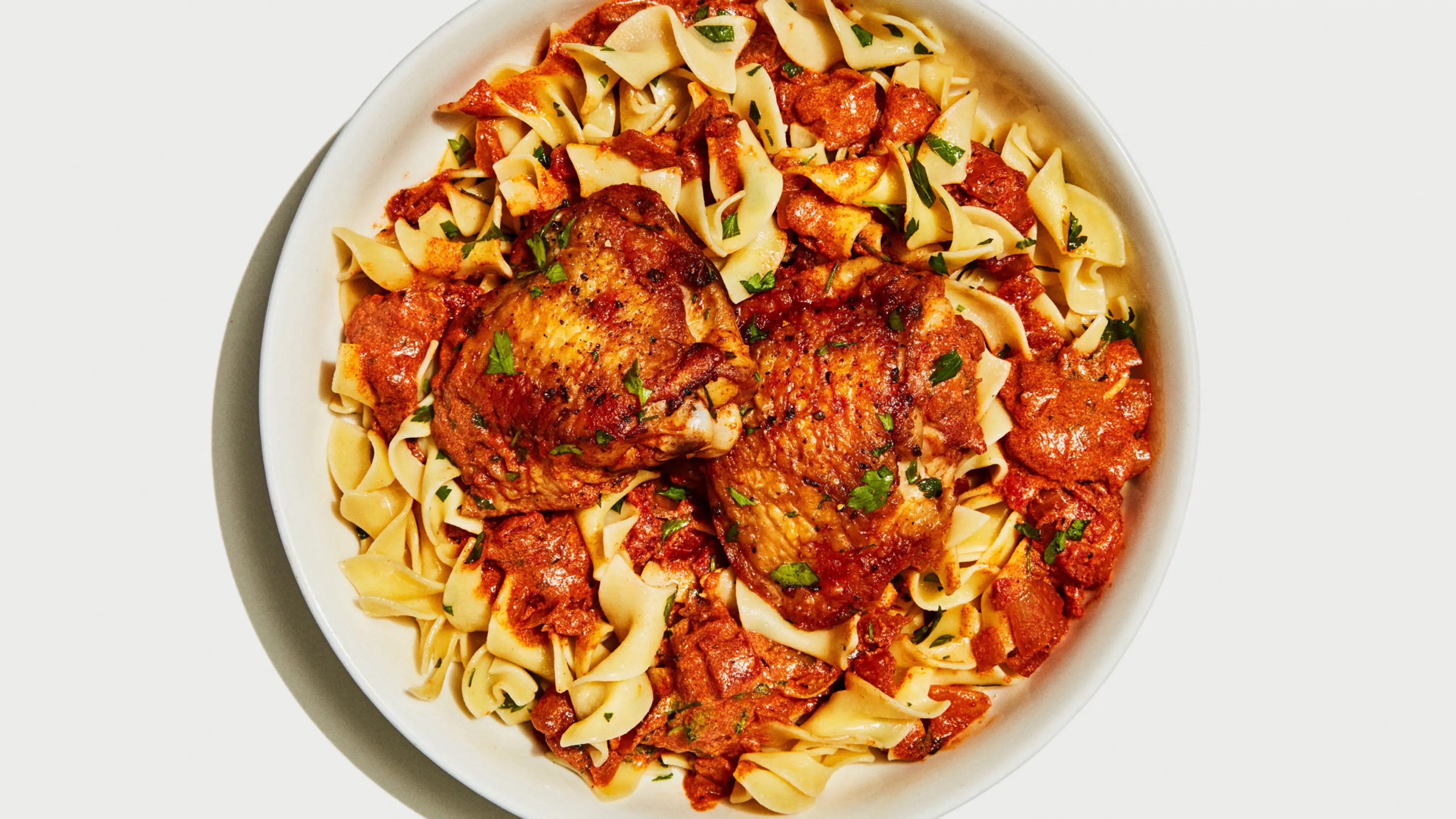 Chicken Paprikash With Buttered Egg Noodles