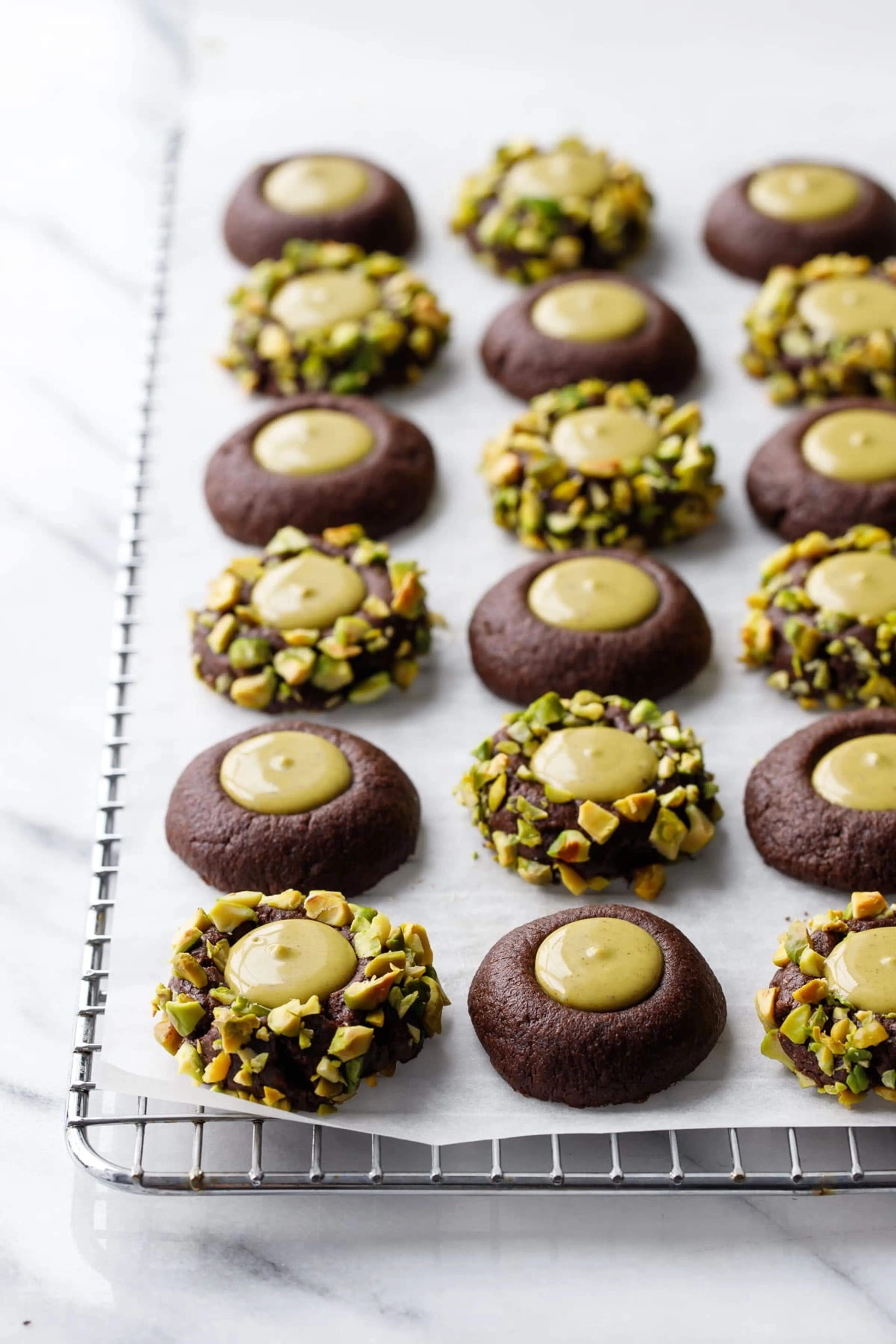 Chocolate Pistachio Cream Thumbprints