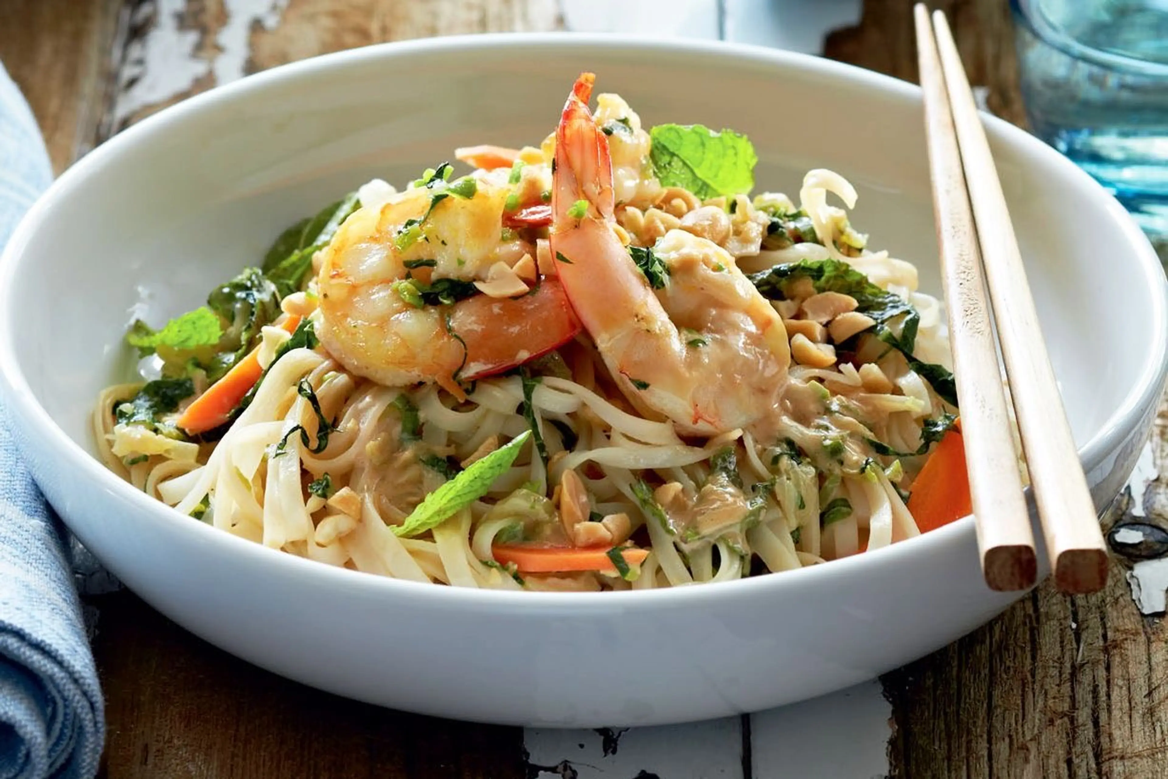 Vietnamese-style rice noodles with prawns