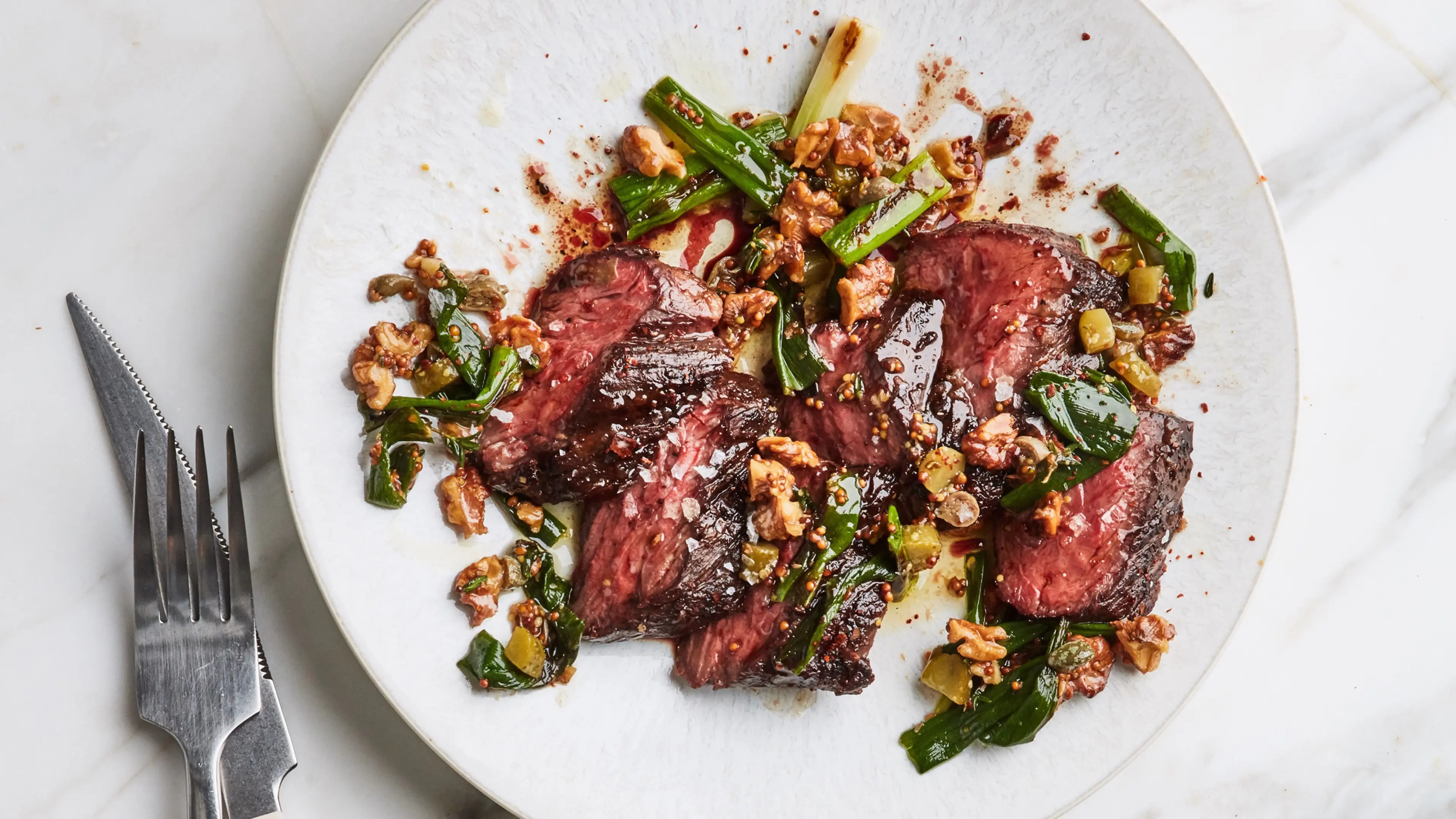 Hanger Steak with Charred Scallion Sauce