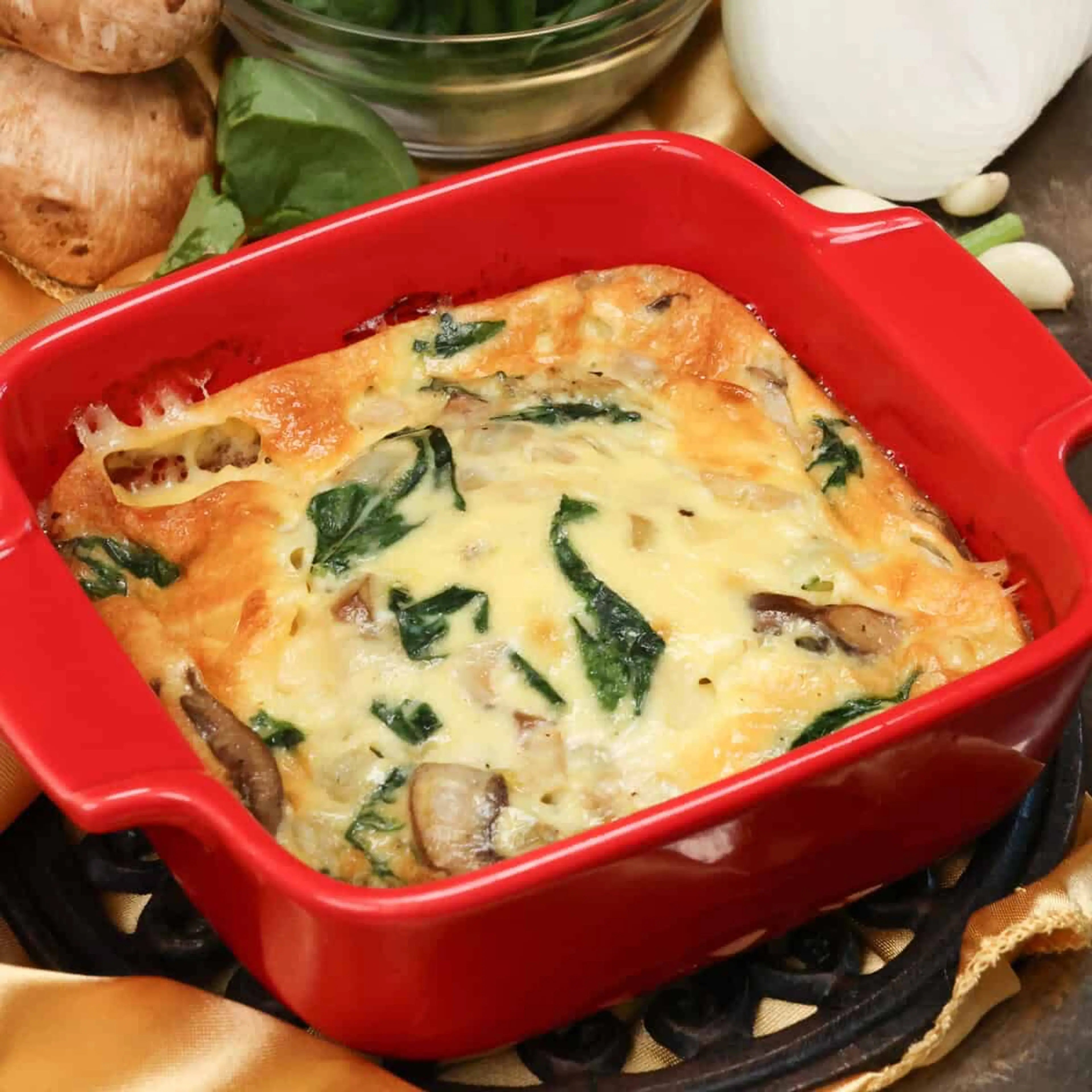 Crustless Spinach Mushroom Quiche For One