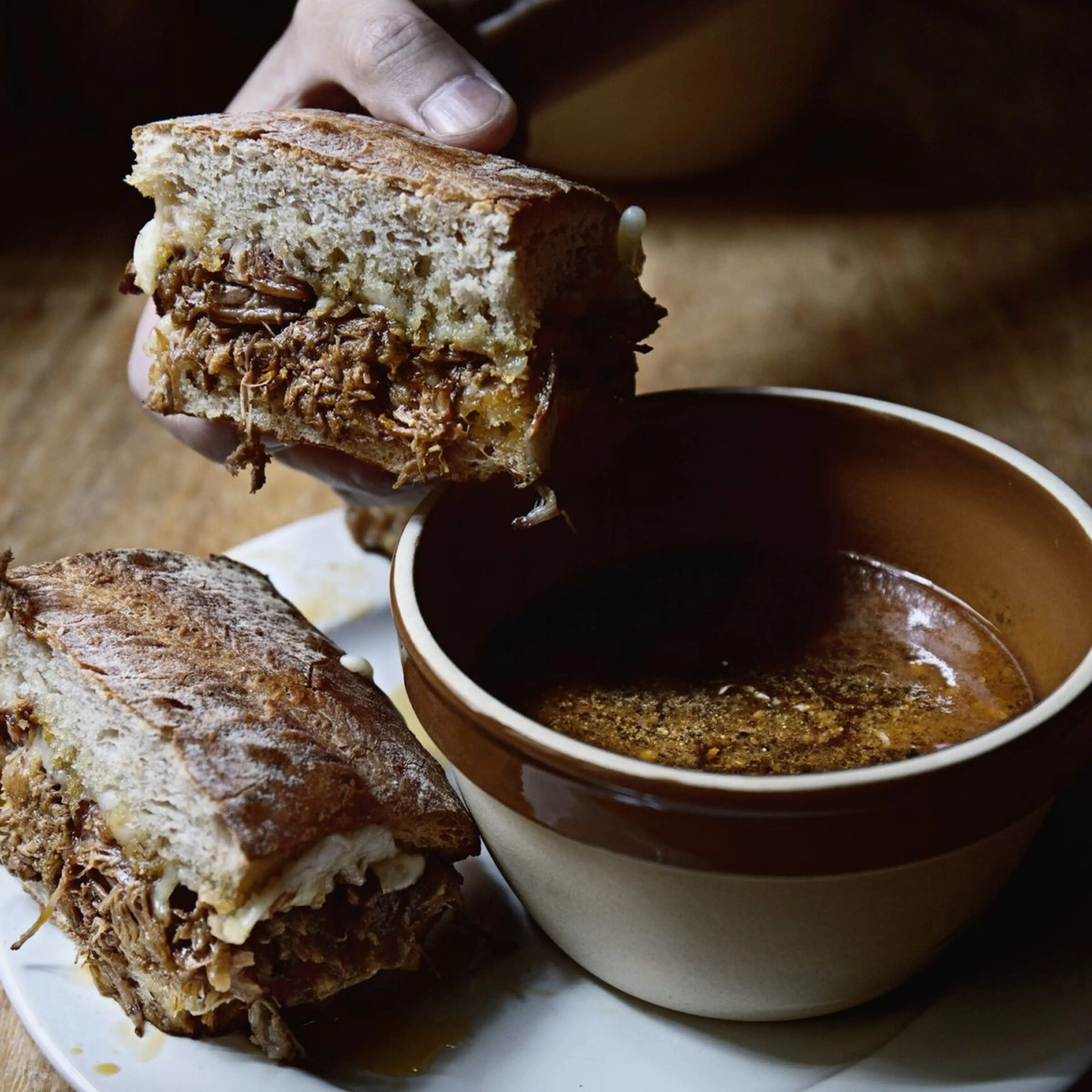 Miso-Stewed-Beef French Dip