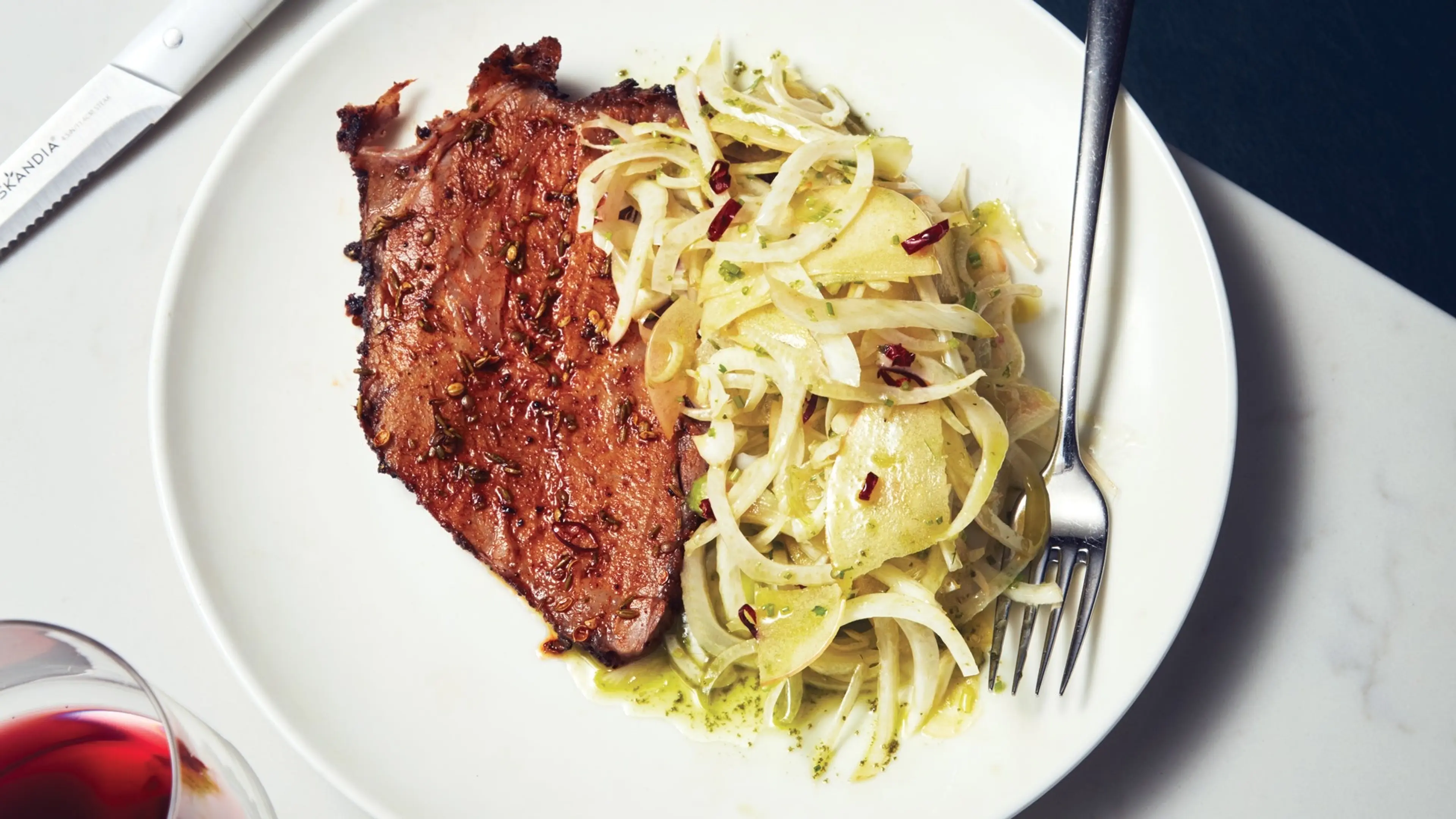 Roast Pork With Fennel and Apple Salad