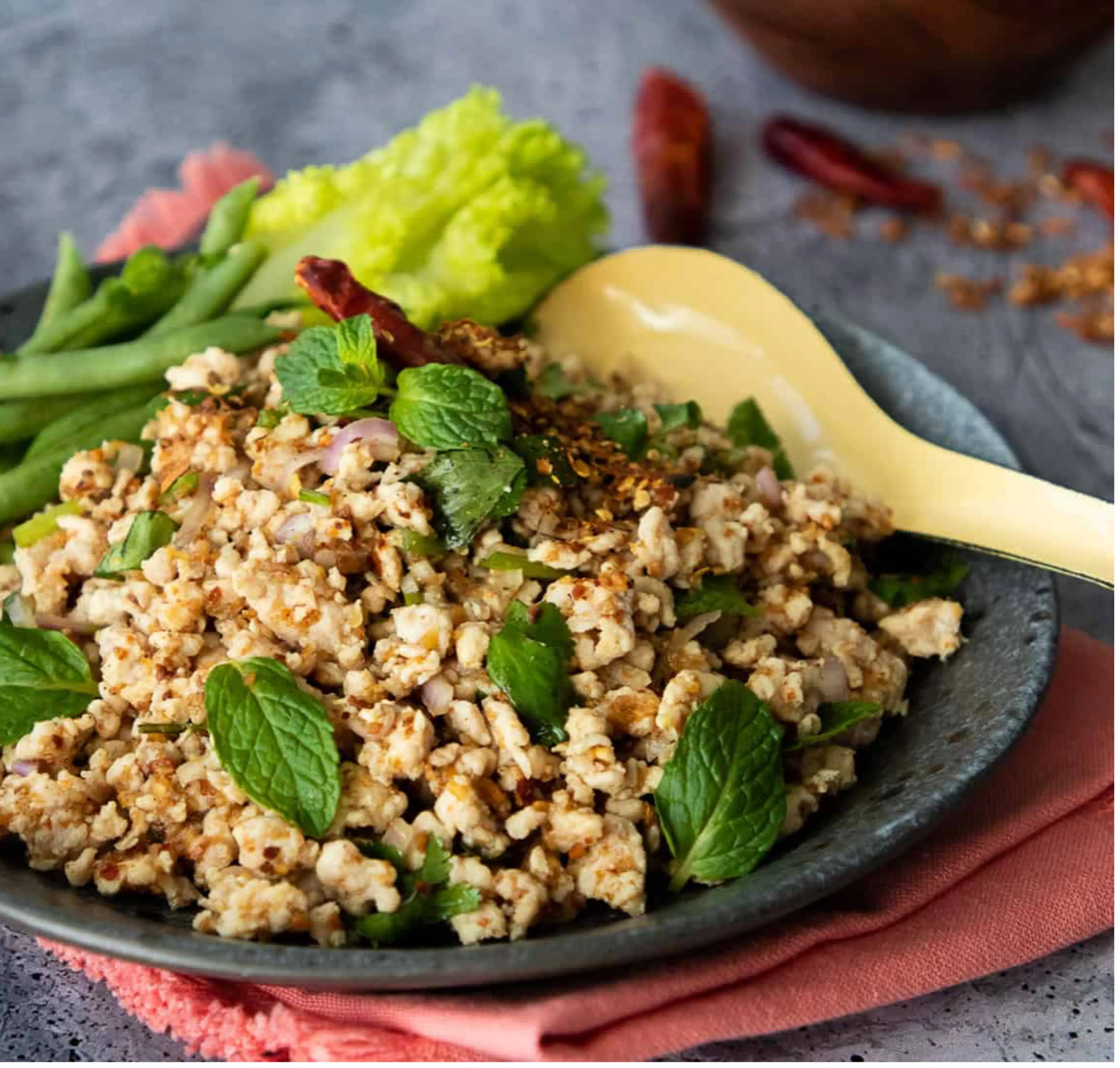 Laab Gai (larb gai) Spicy Thai Chicken Salad