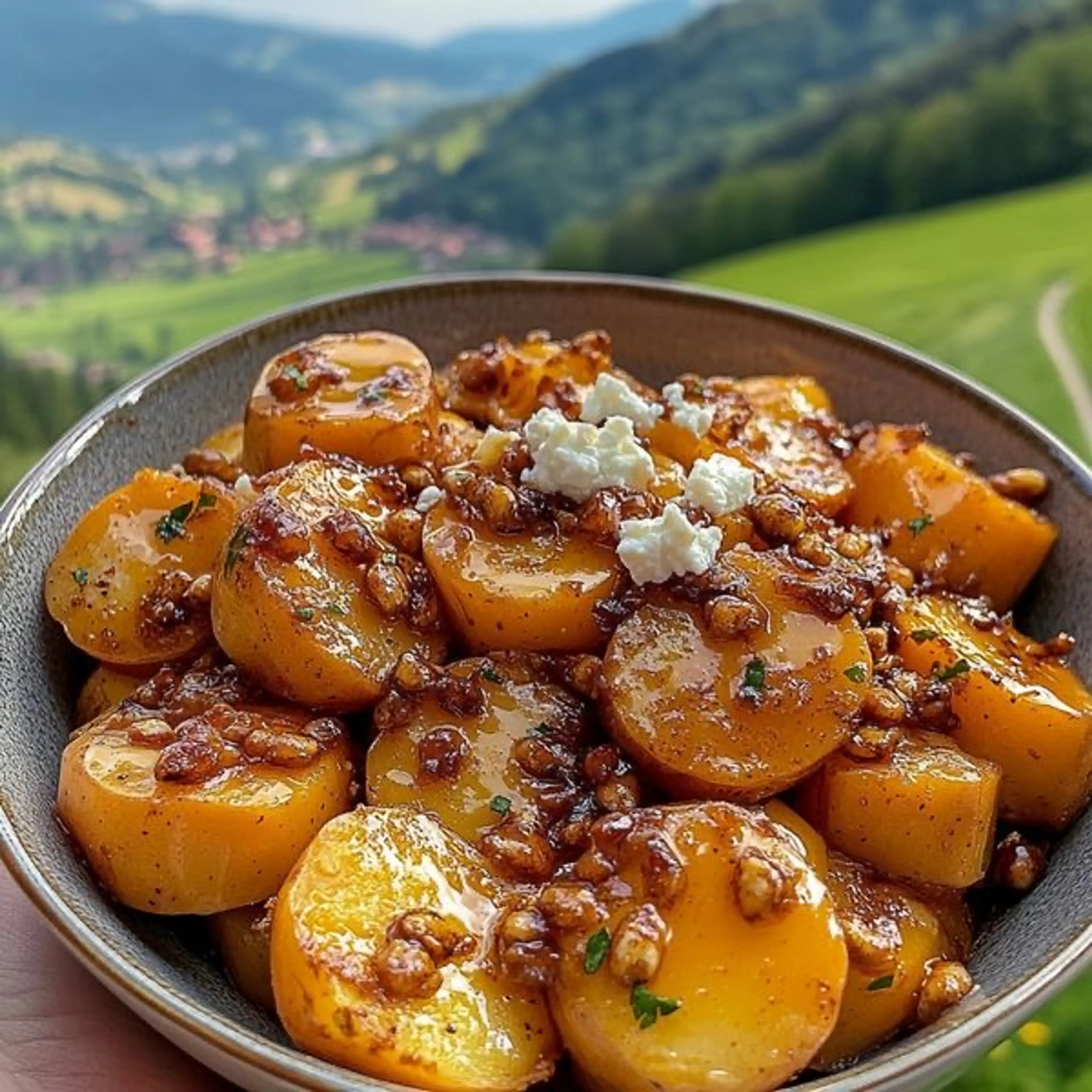 Walnut Maple Goat Cheese Roasted Sweet Potatoes