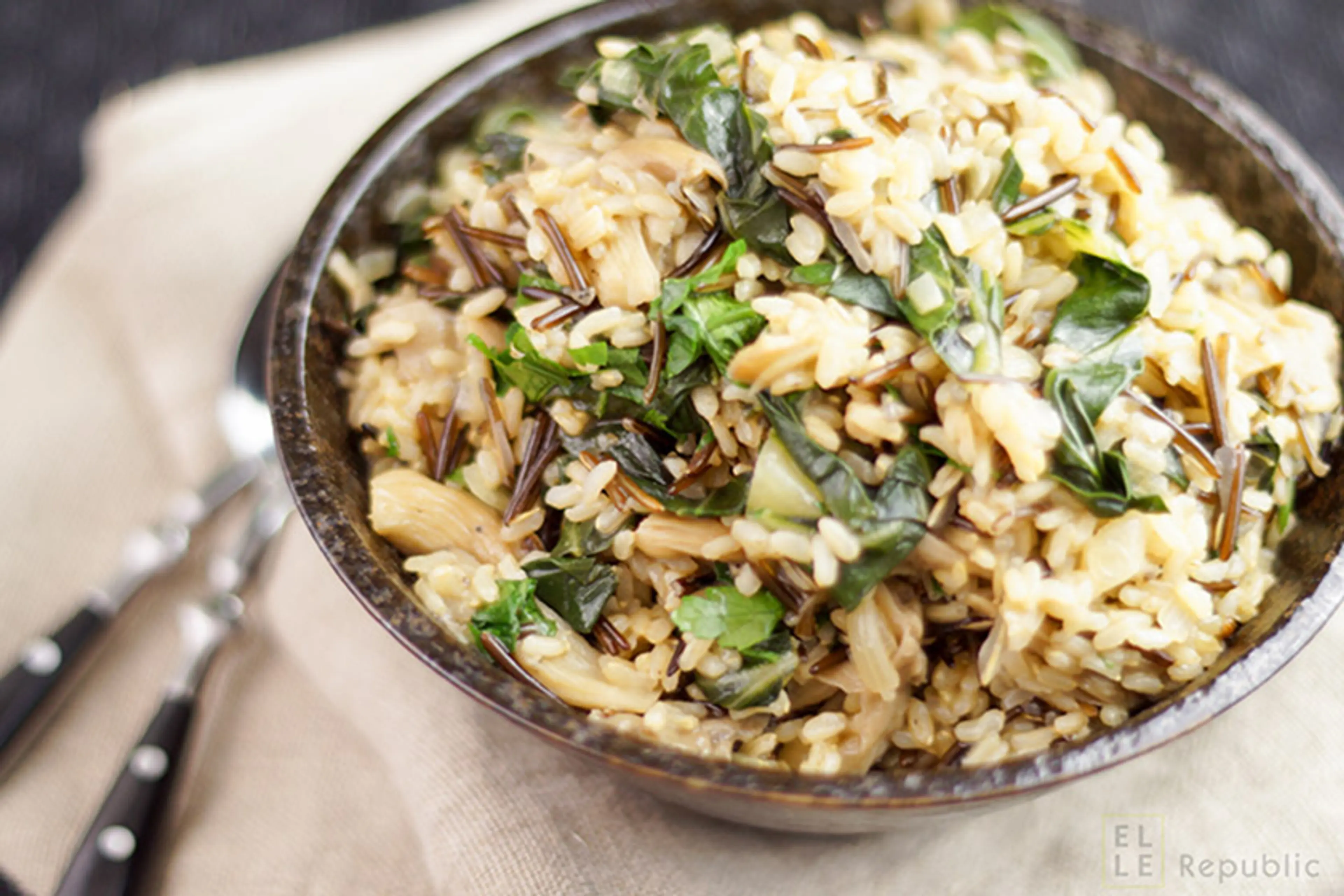 Black & White Rice with Oyster Mushrooms and Swiss Chard