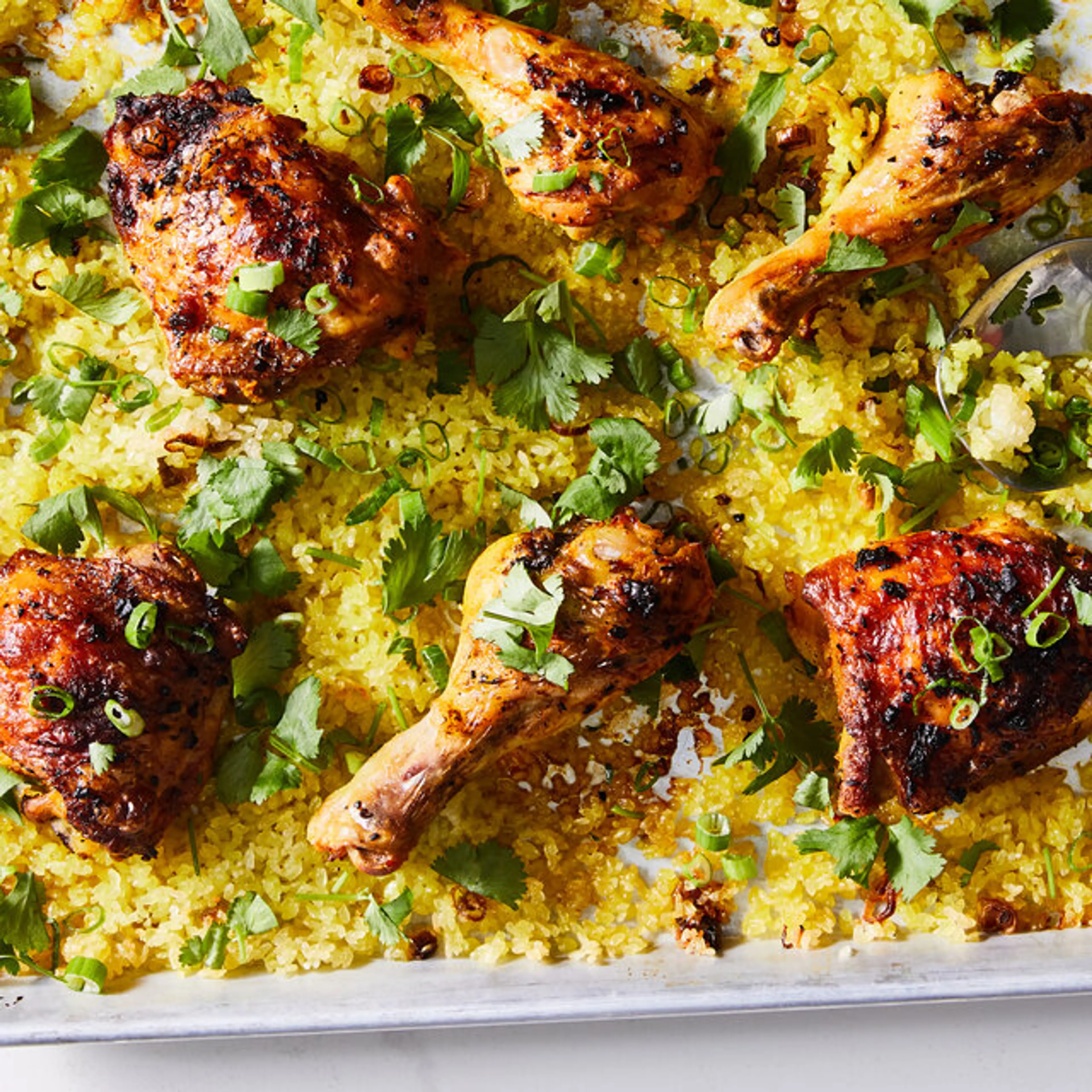 Sheet-Pan Turmeric Chicken and Crispy Rice