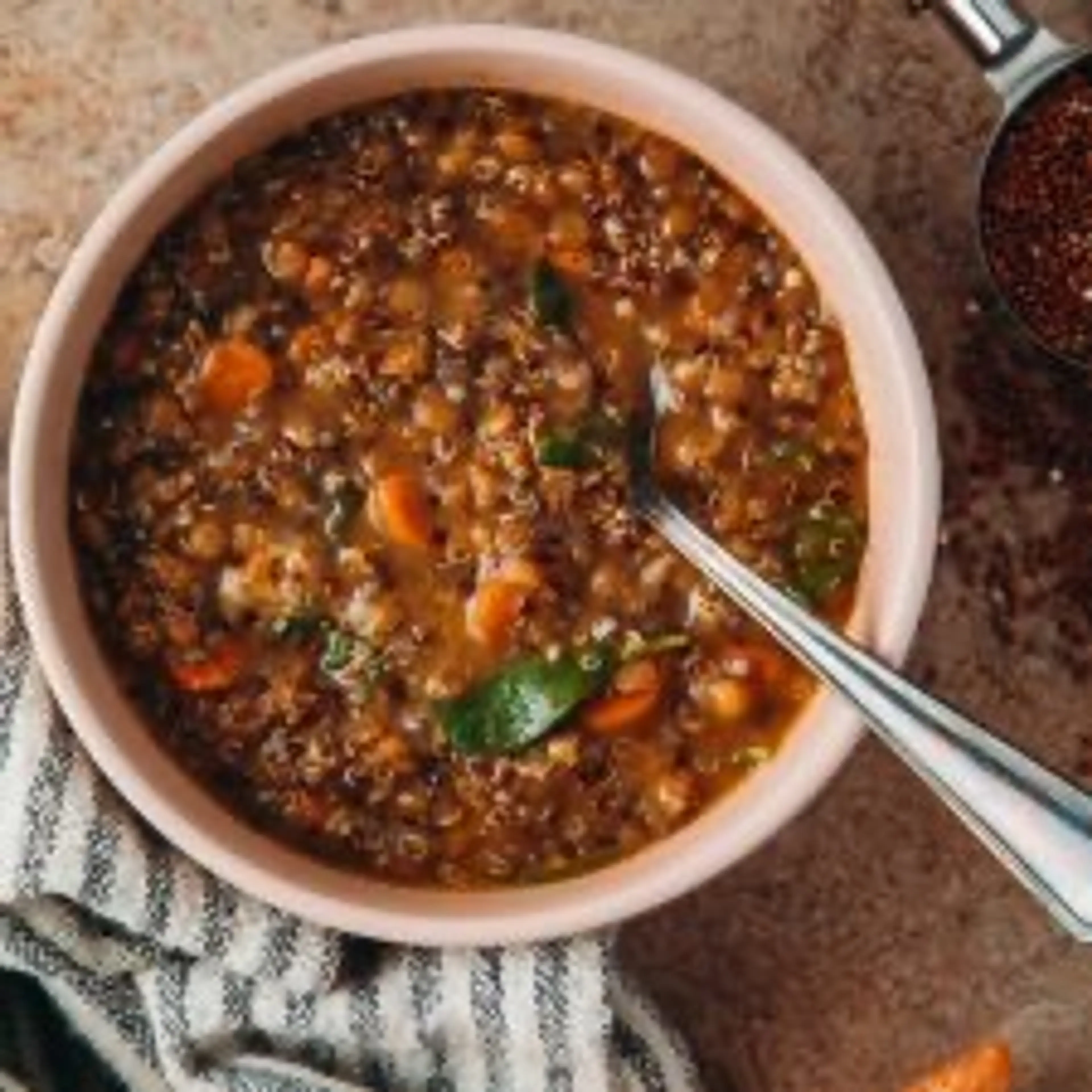 One-Pot Lentil, Quinoa & Sausage Soup