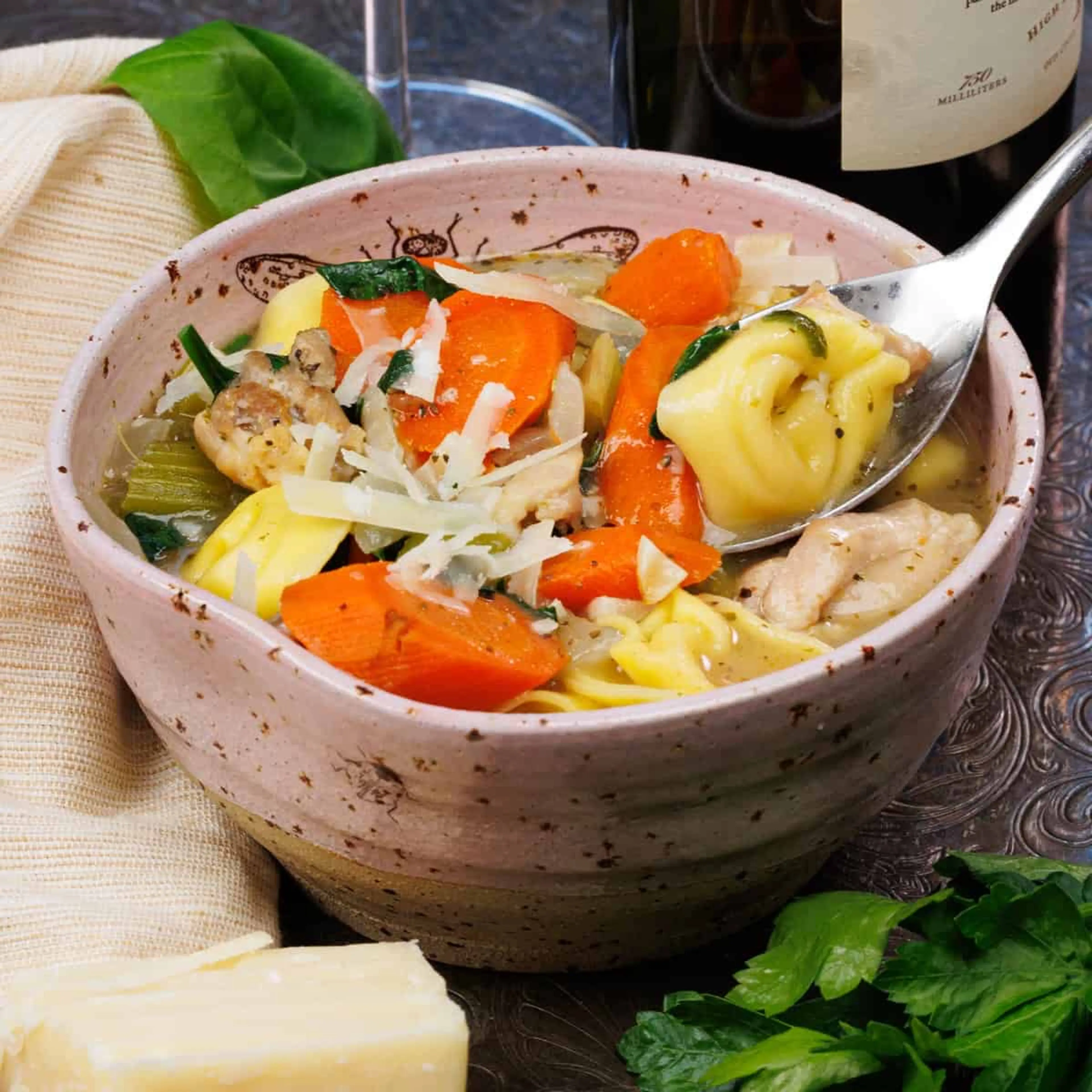 Chicken Tortellini Soup For One