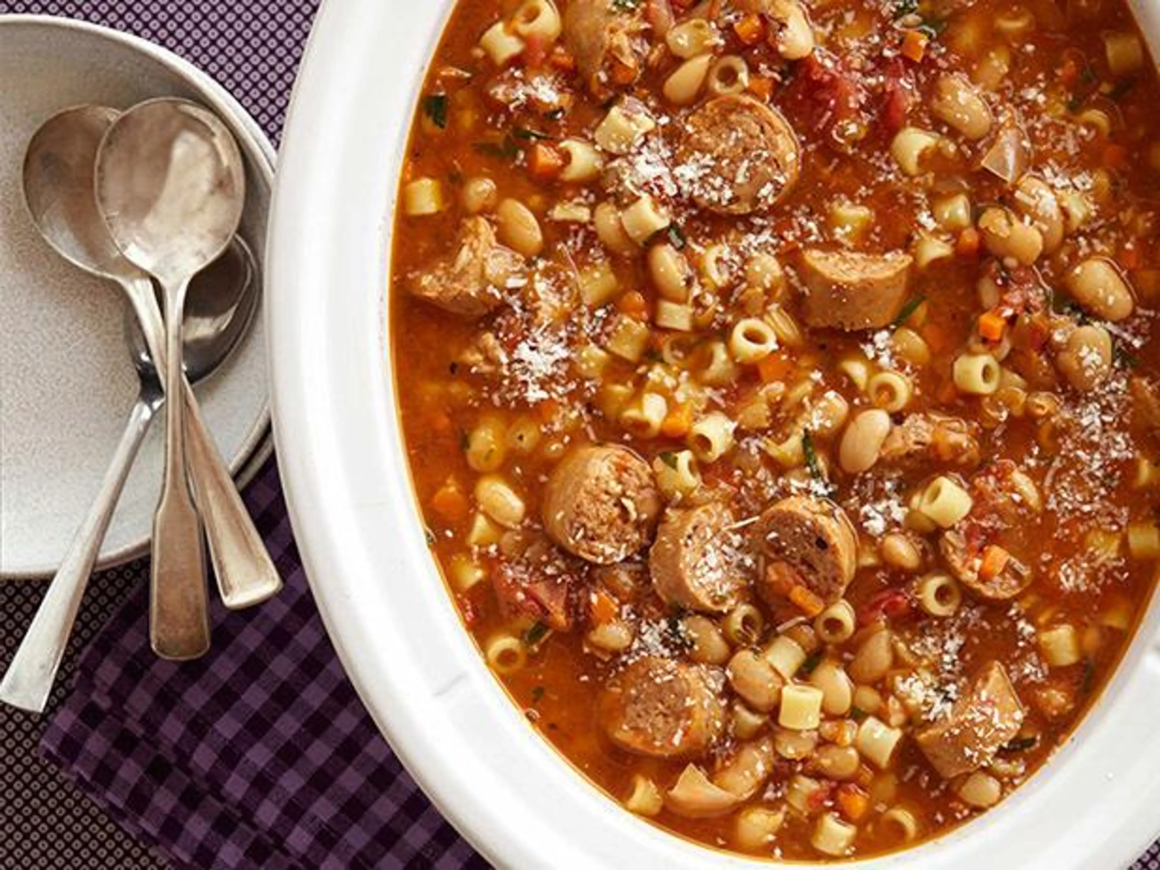 Sausage Bean & Pasta Stew (slowcooker)