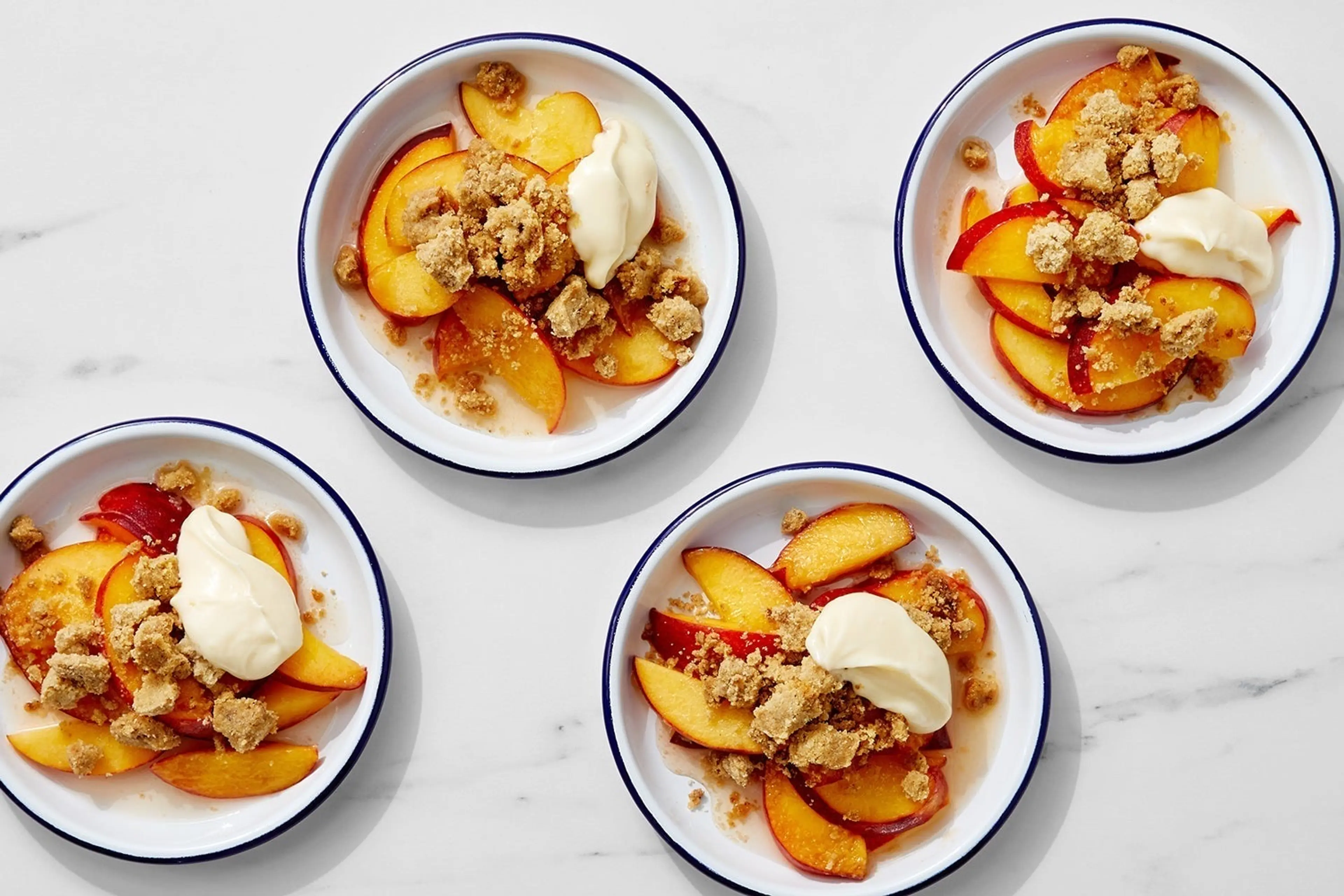 Spiced Peach Crumble with Honey-Whipped Mascarpone