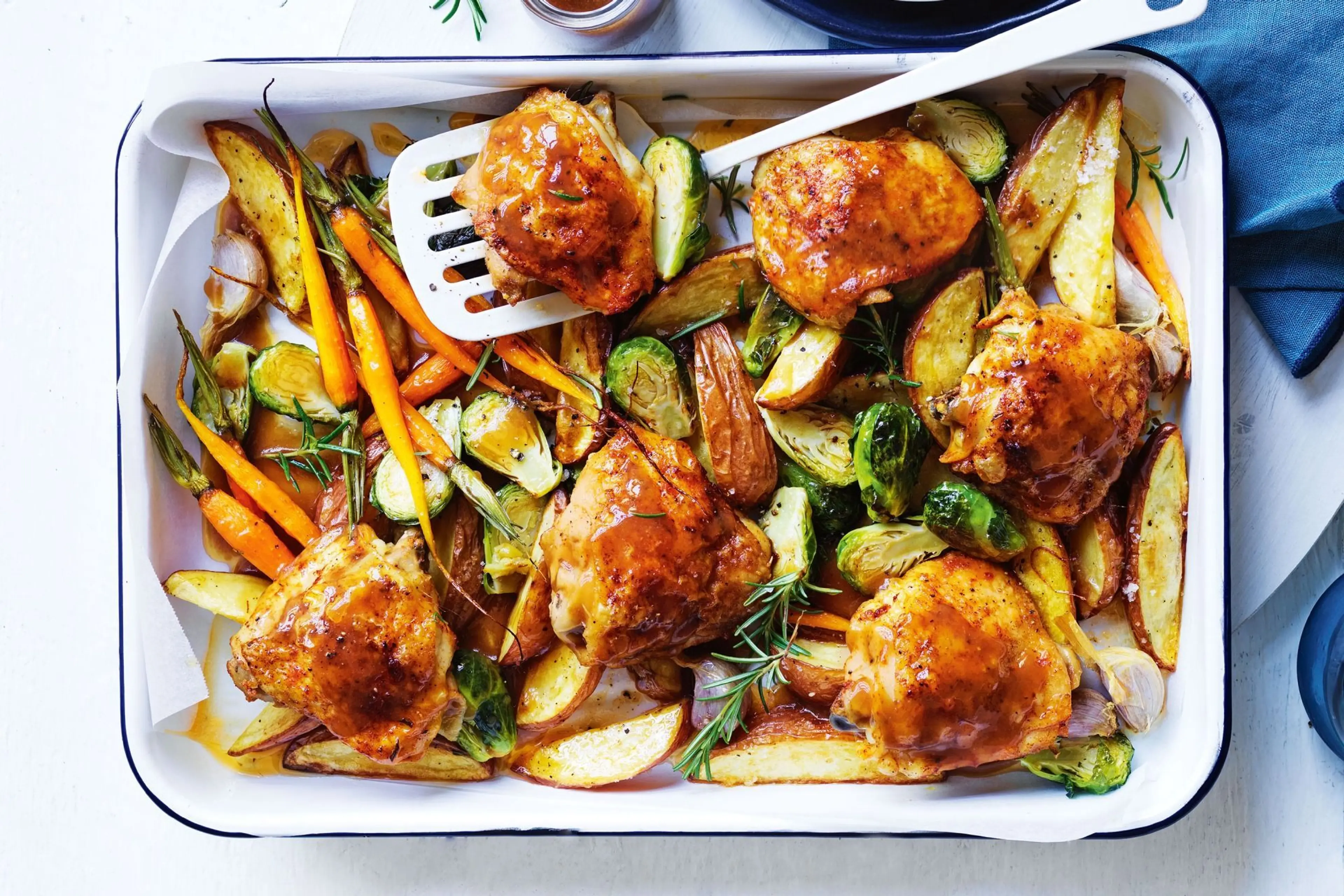 Garlic and rosemary chicken tray bake recipe