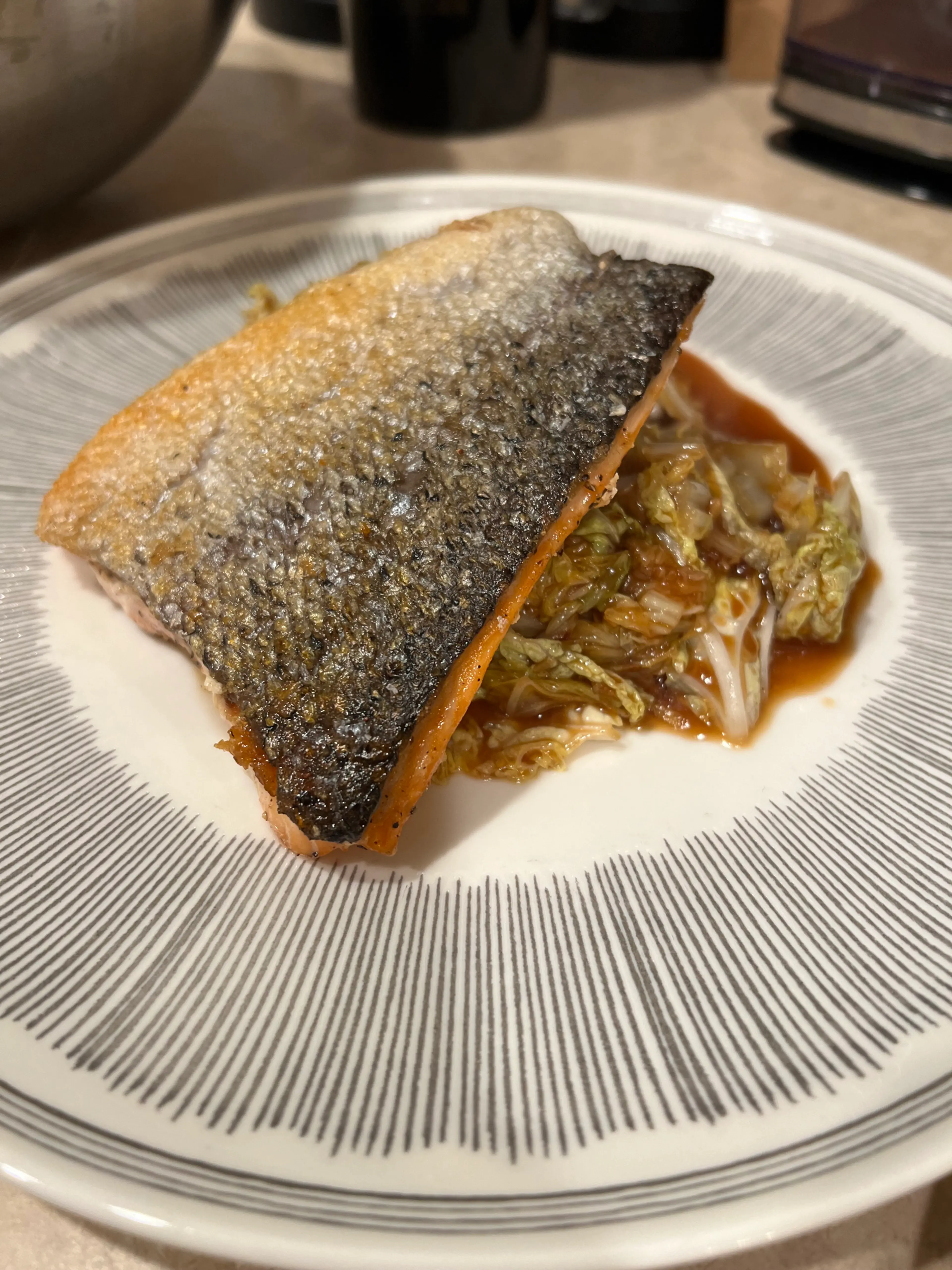 Crispy-Skin Salmon With Napa Cabbage