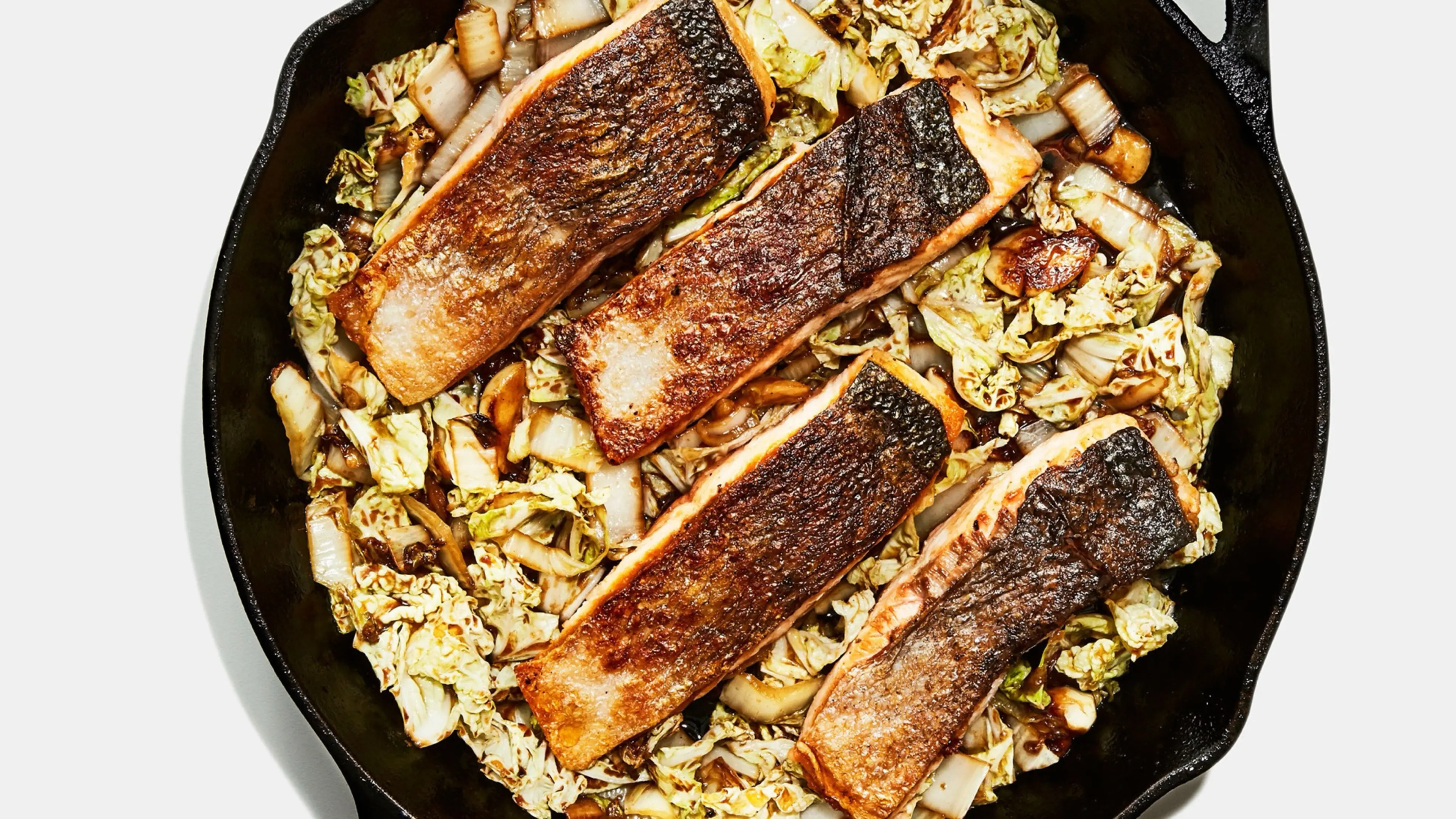 Crispy-Skin Salmon With Napa Cabbage