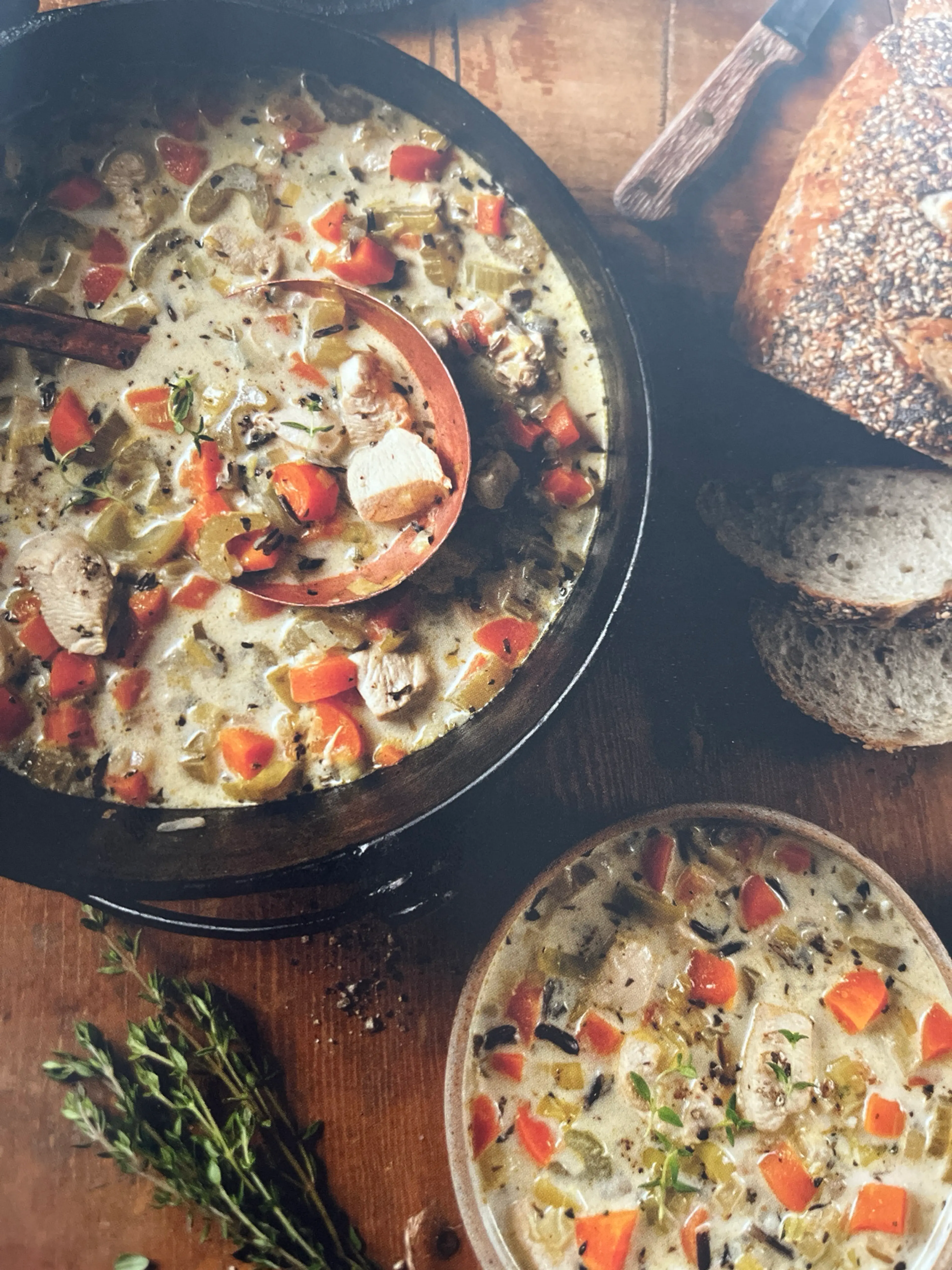 Soupe crémeuse poulet et riz sauvage