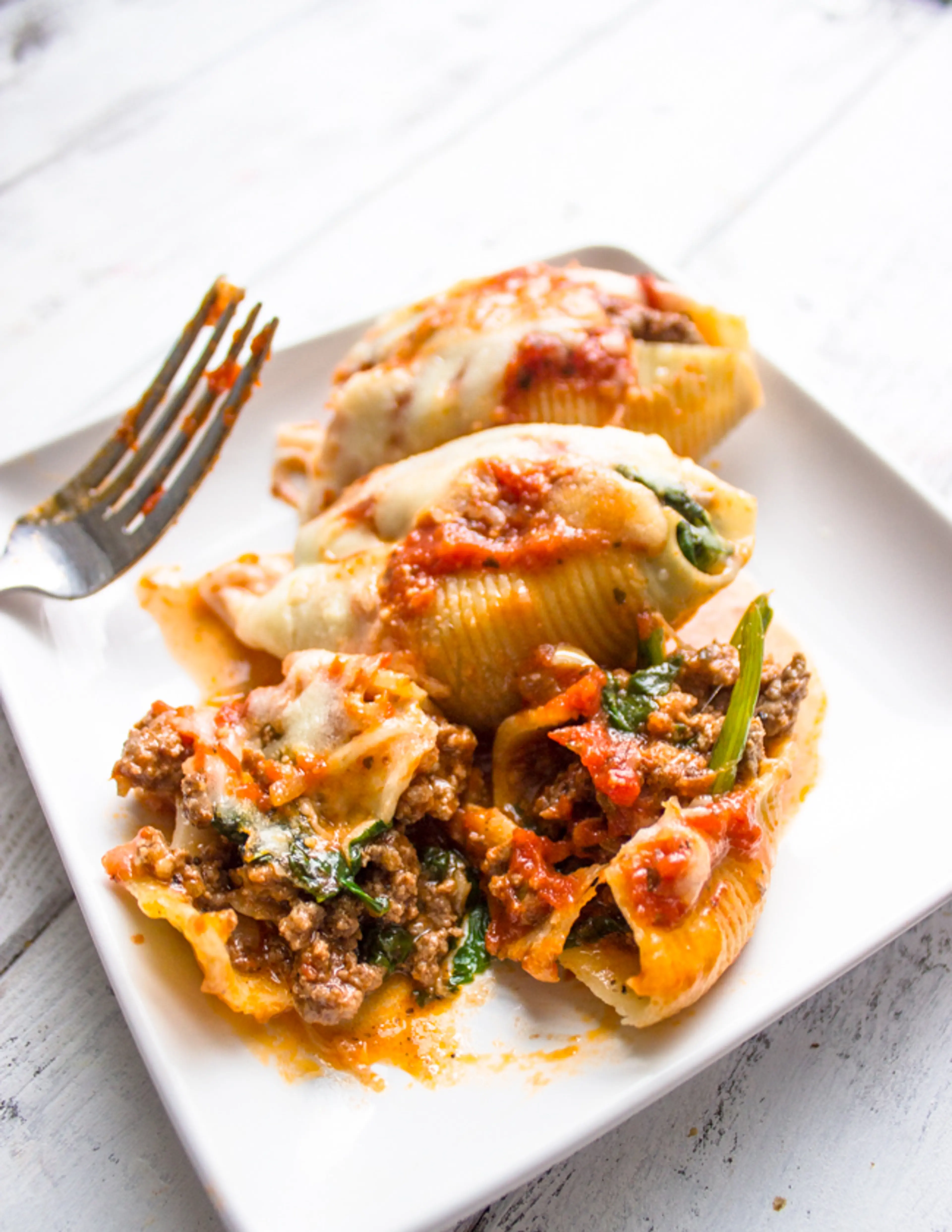 Spinach and Ground Beef Stuffed Shells