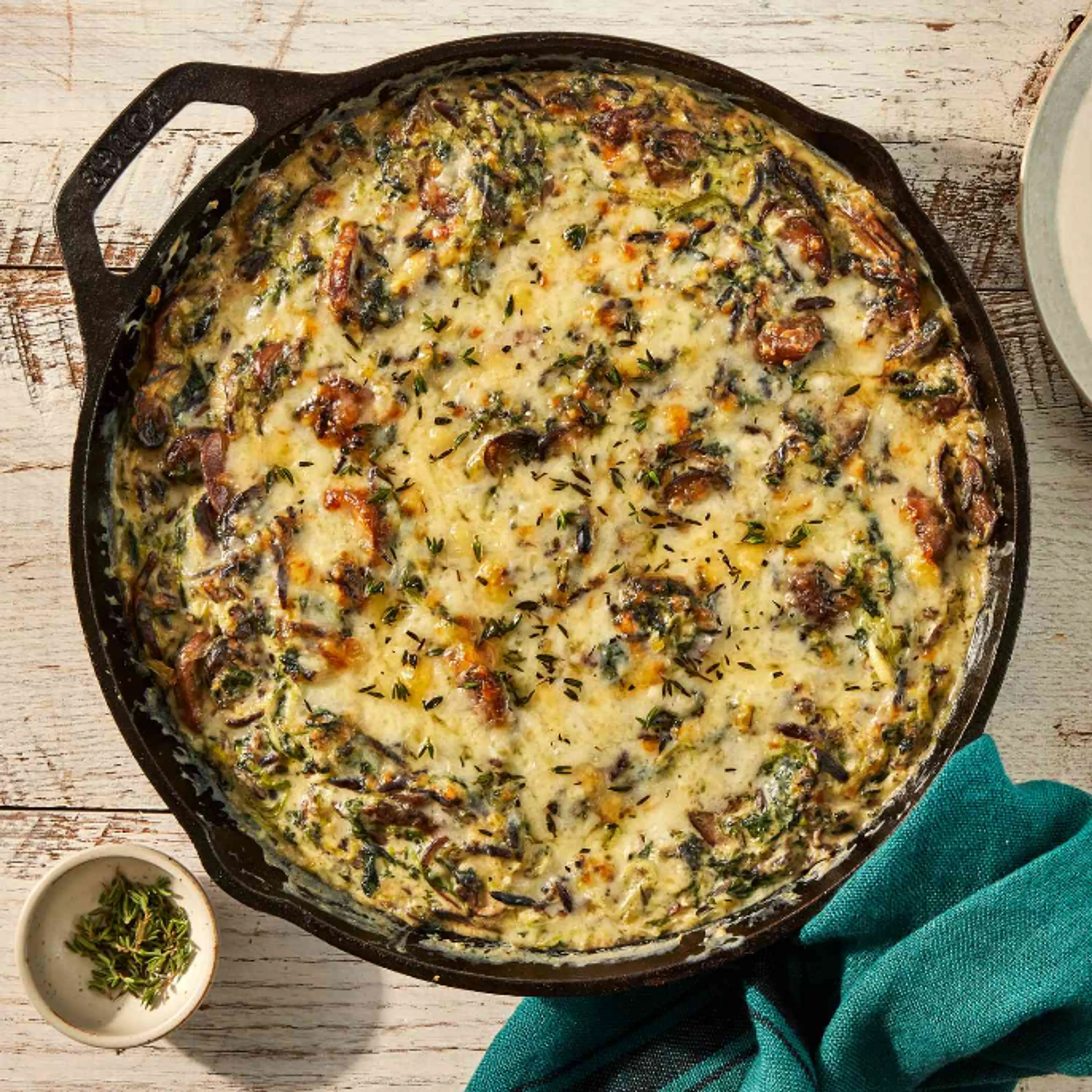 Skillet Spinach, Mushroom & Wild Rice Casserole Is the Ultim