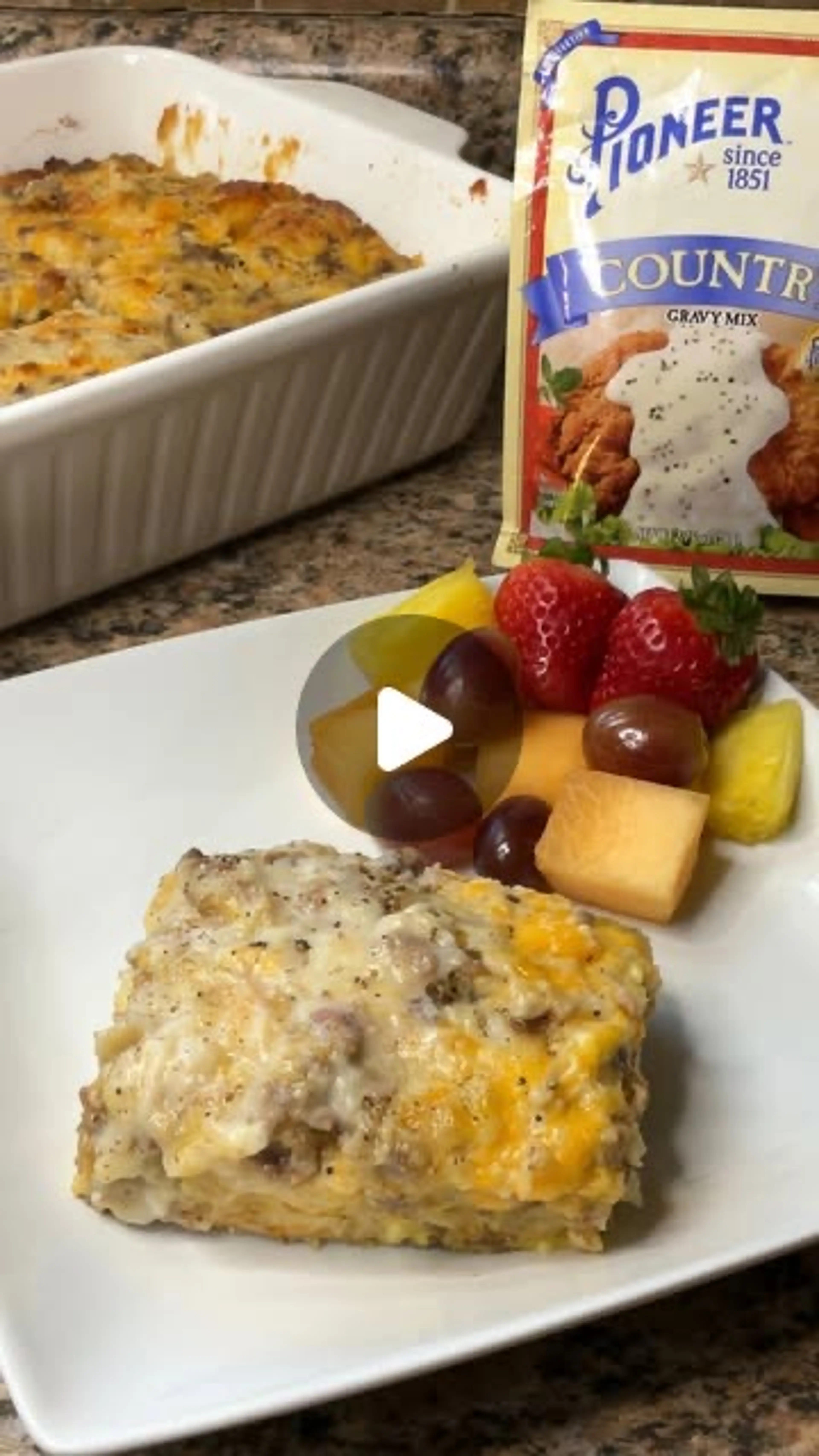 BREAKFAST Biscuit Gravy Sausage Egg Casserole