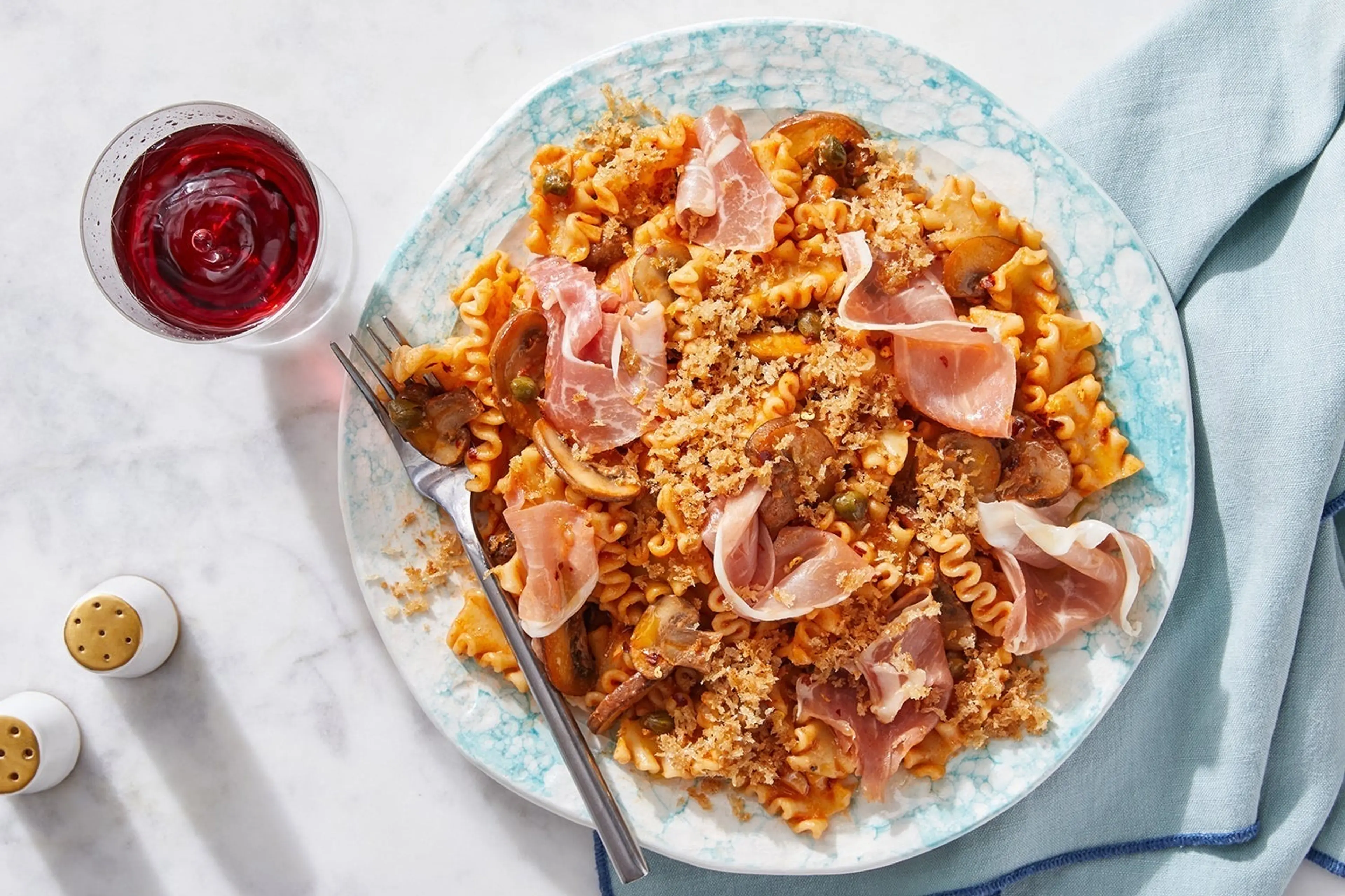 Creamy Prosciutto & Tomato Pasta with Brown Butter Breadcrum