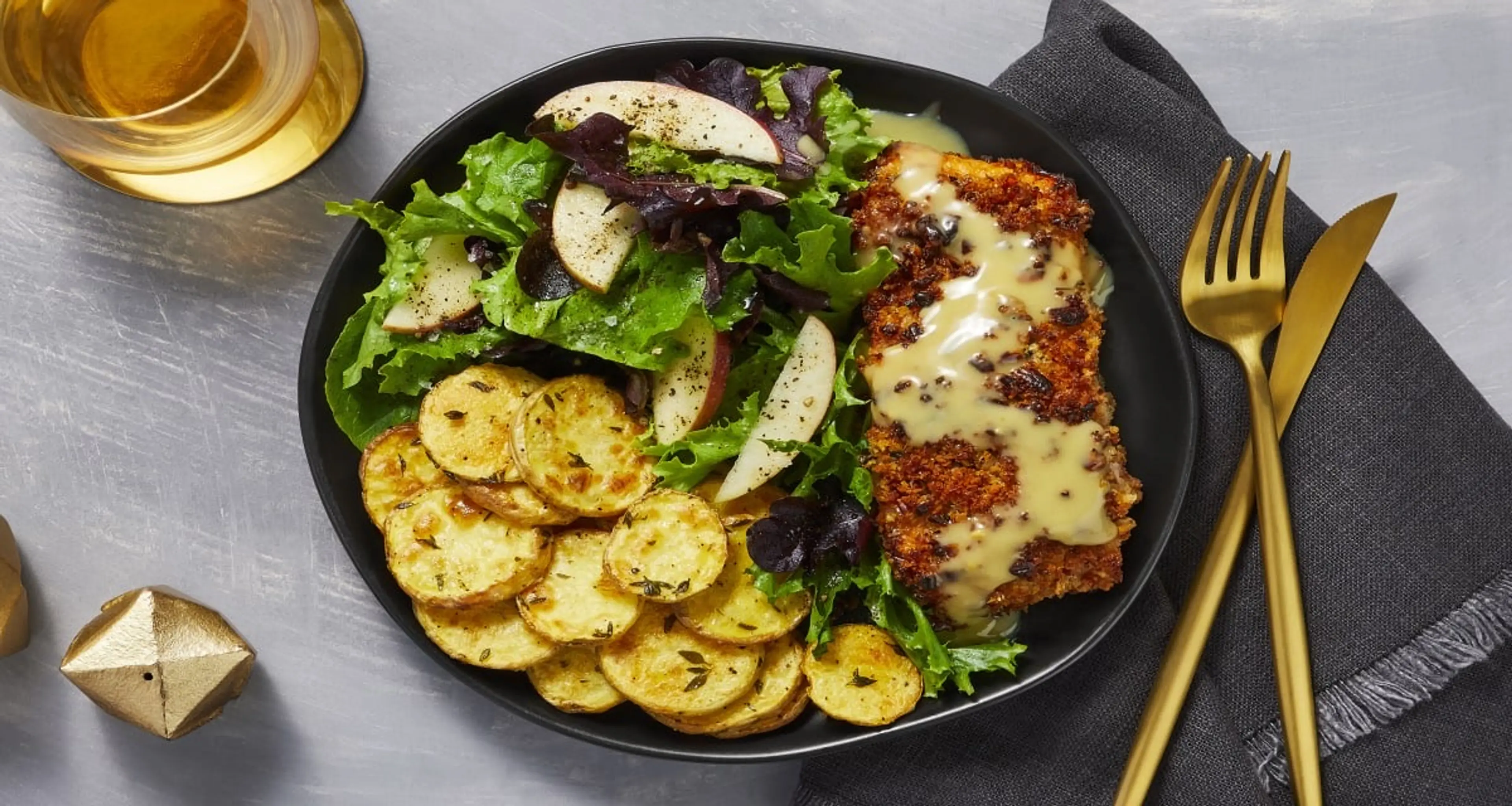 Pecan-Crusted Trout with an Apple-Studded Salad & Thyme-Roas