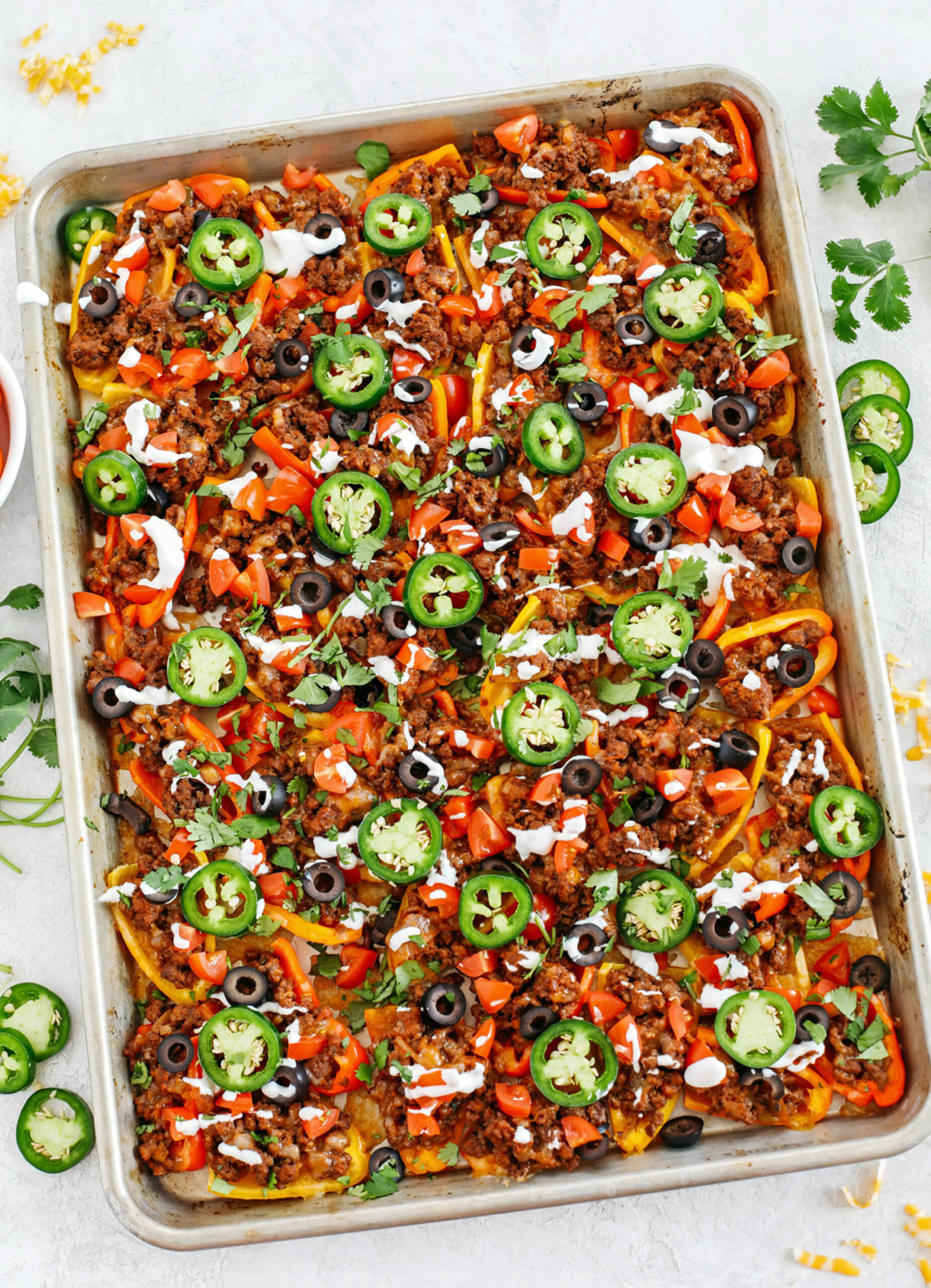 Sheet Pan Loaded Bell Pepper Nachos