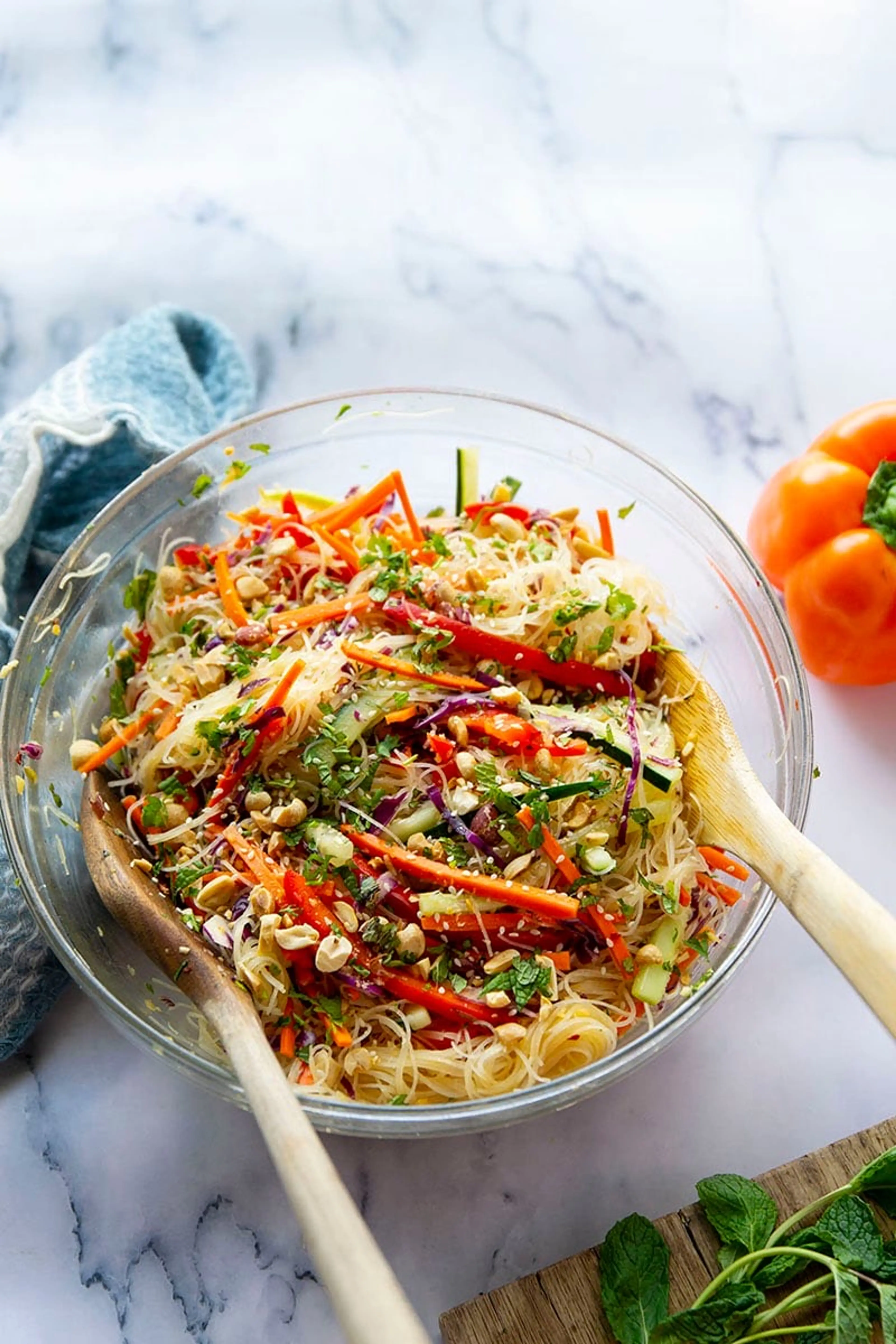 Spring Roll Salad with Spicy Ginger Dressing